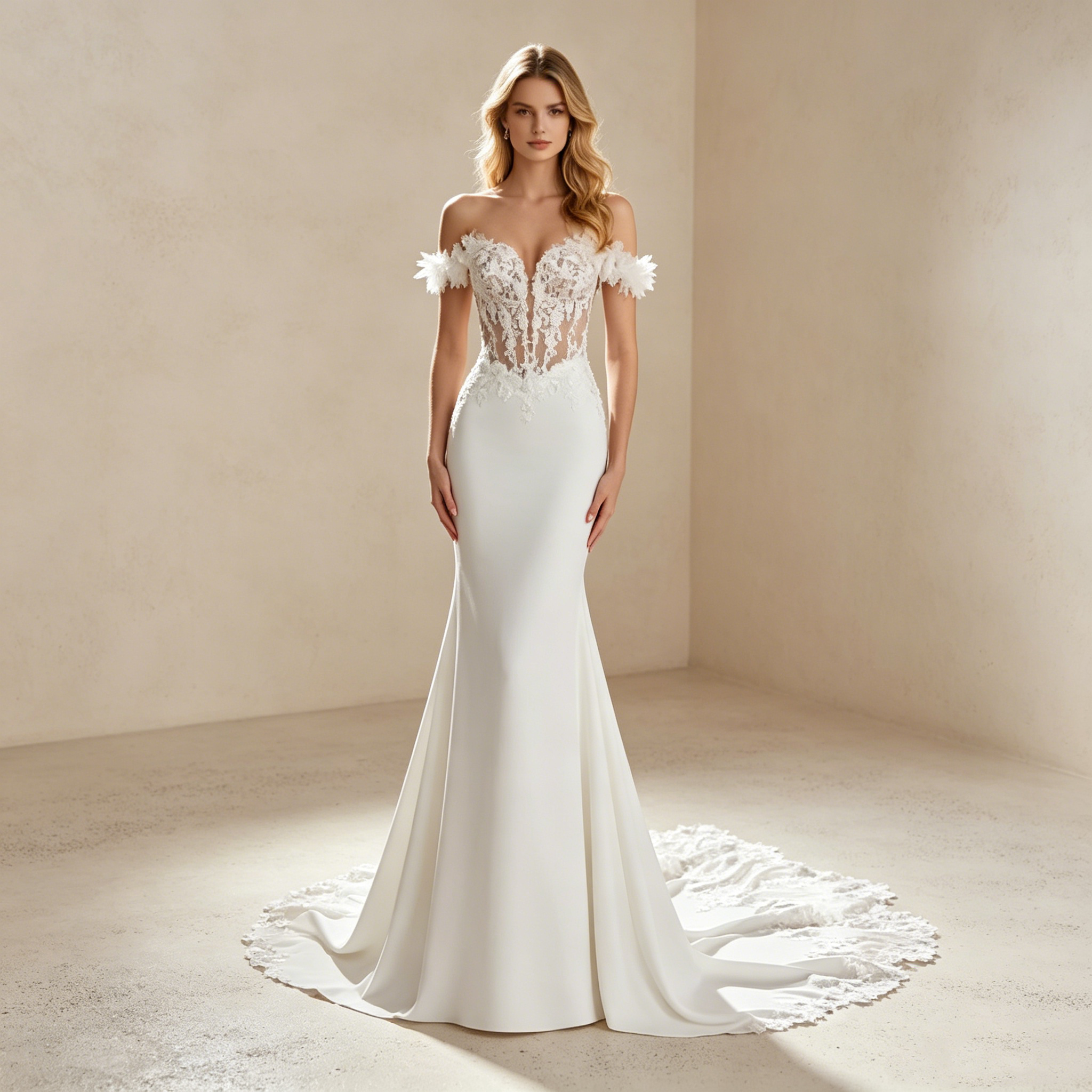 Luxuriöses Meerjungfrau-Abendkleid mit Illusions-Korsett – Elegantes Maxikleid mit Spitzen-Applikationen und Schleppe