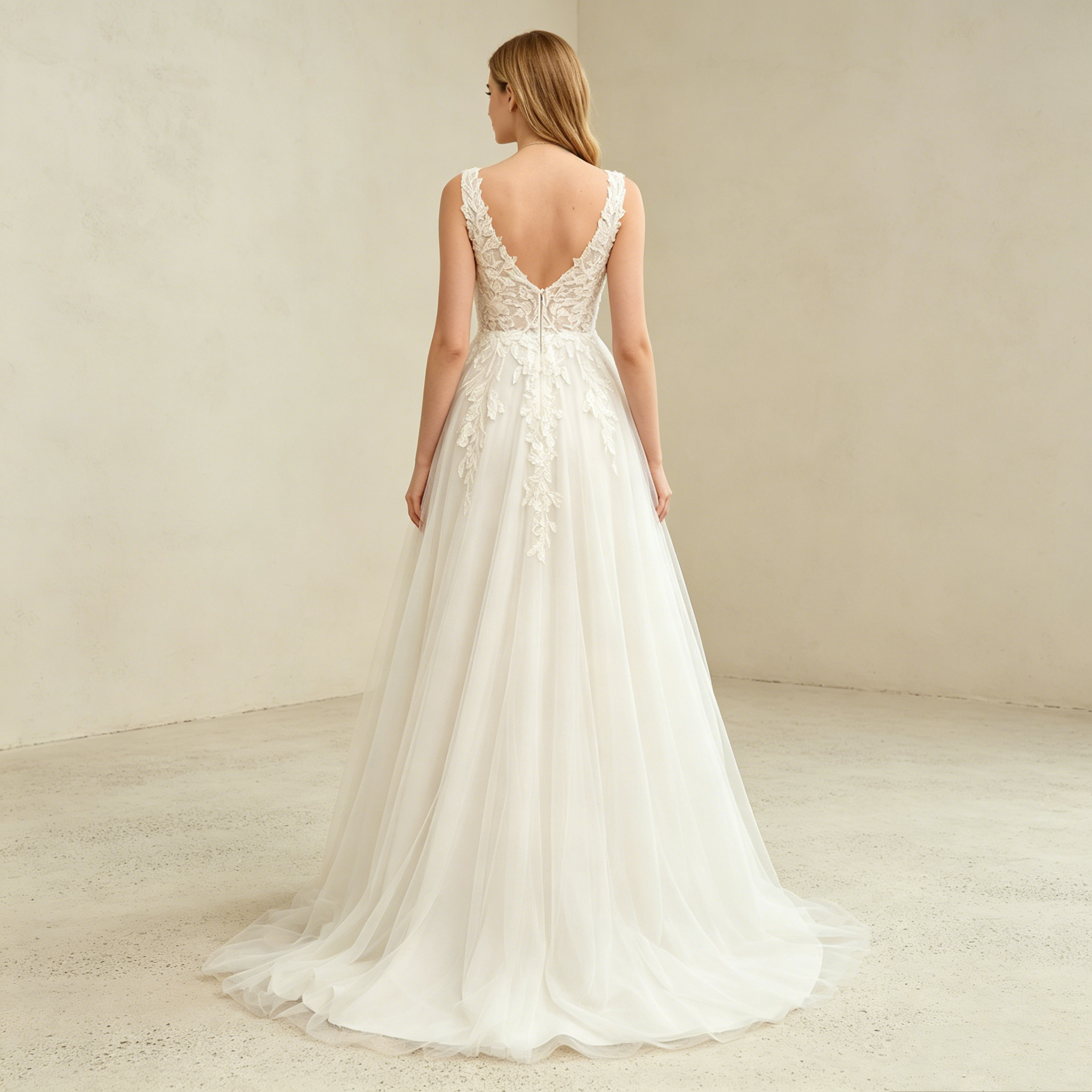 Bodenlanges A-Linien Festkleid aus Chiffon mit Spitzenärmeln