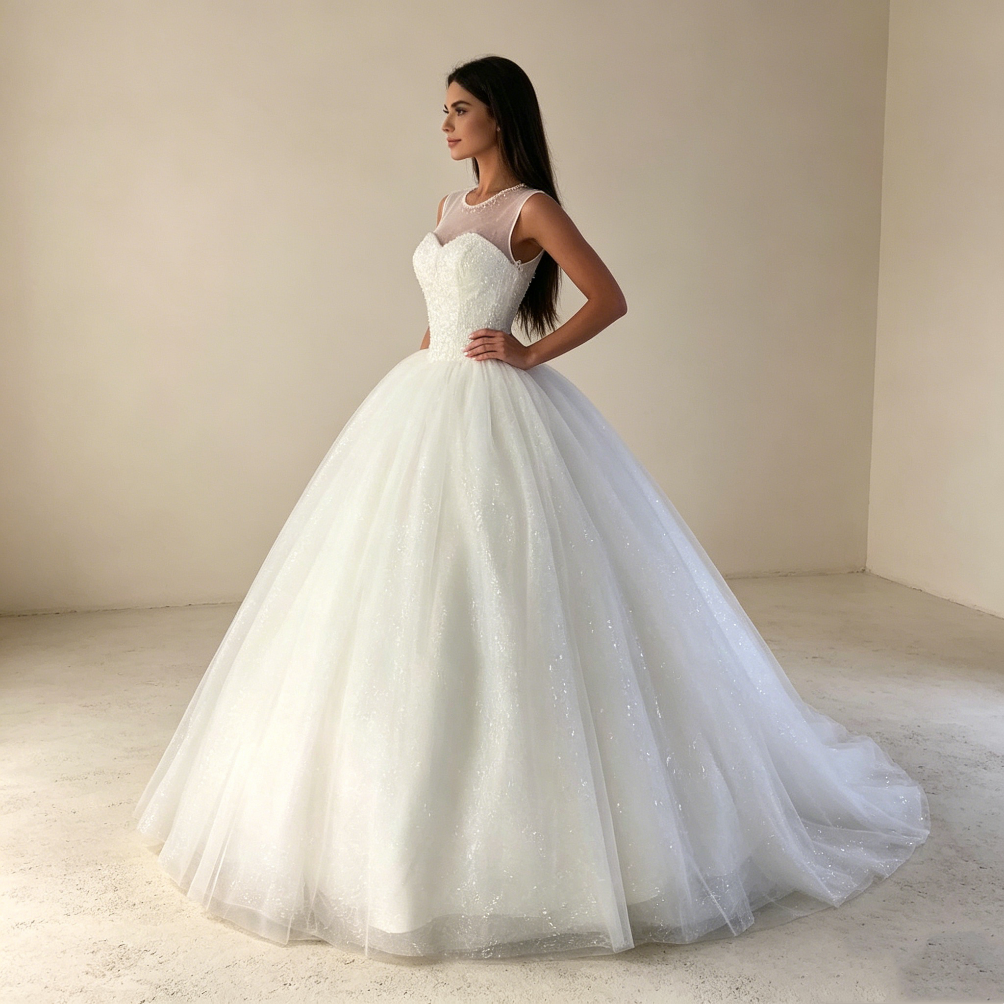 Imposante Prinzessin Brautmode mit Fokus auf voluminöse Rockstrukturen und architektonische Eleganz