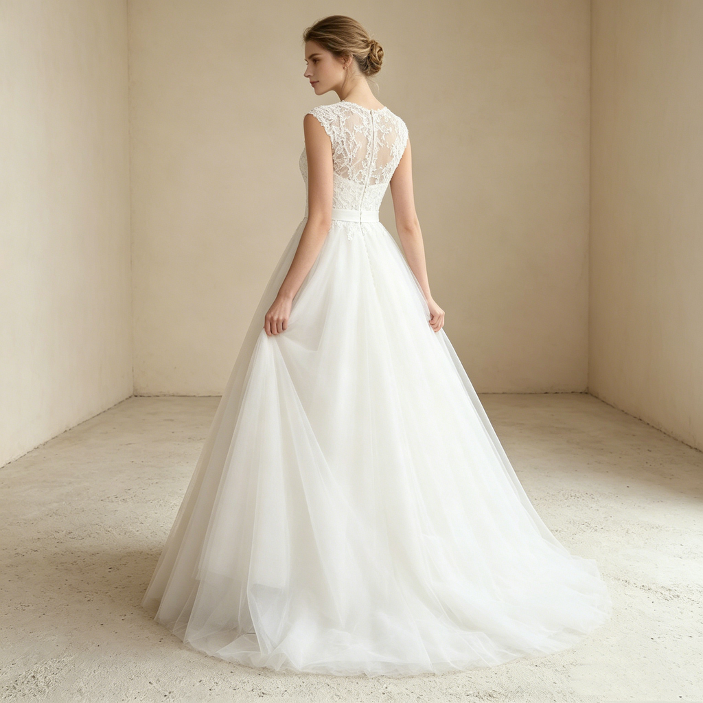 Leichtes A-Linien-Kleid mit filigraner Spitze – Ideal für sommerliche Festlichkeiten