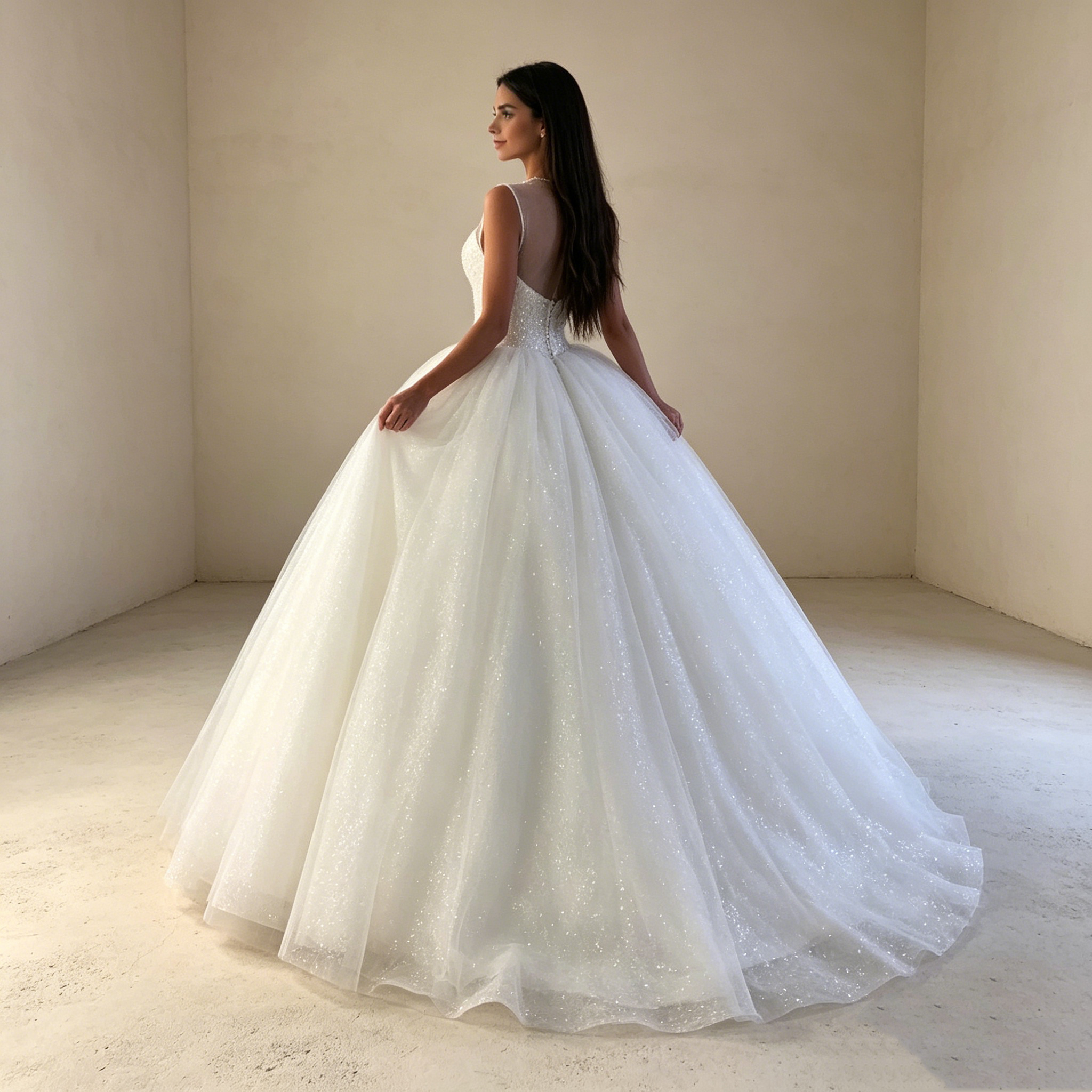 Imposante Prinzessin Brautmode mit Fokus auf voluminöse Rockstrukturen und architektonische Eleganz