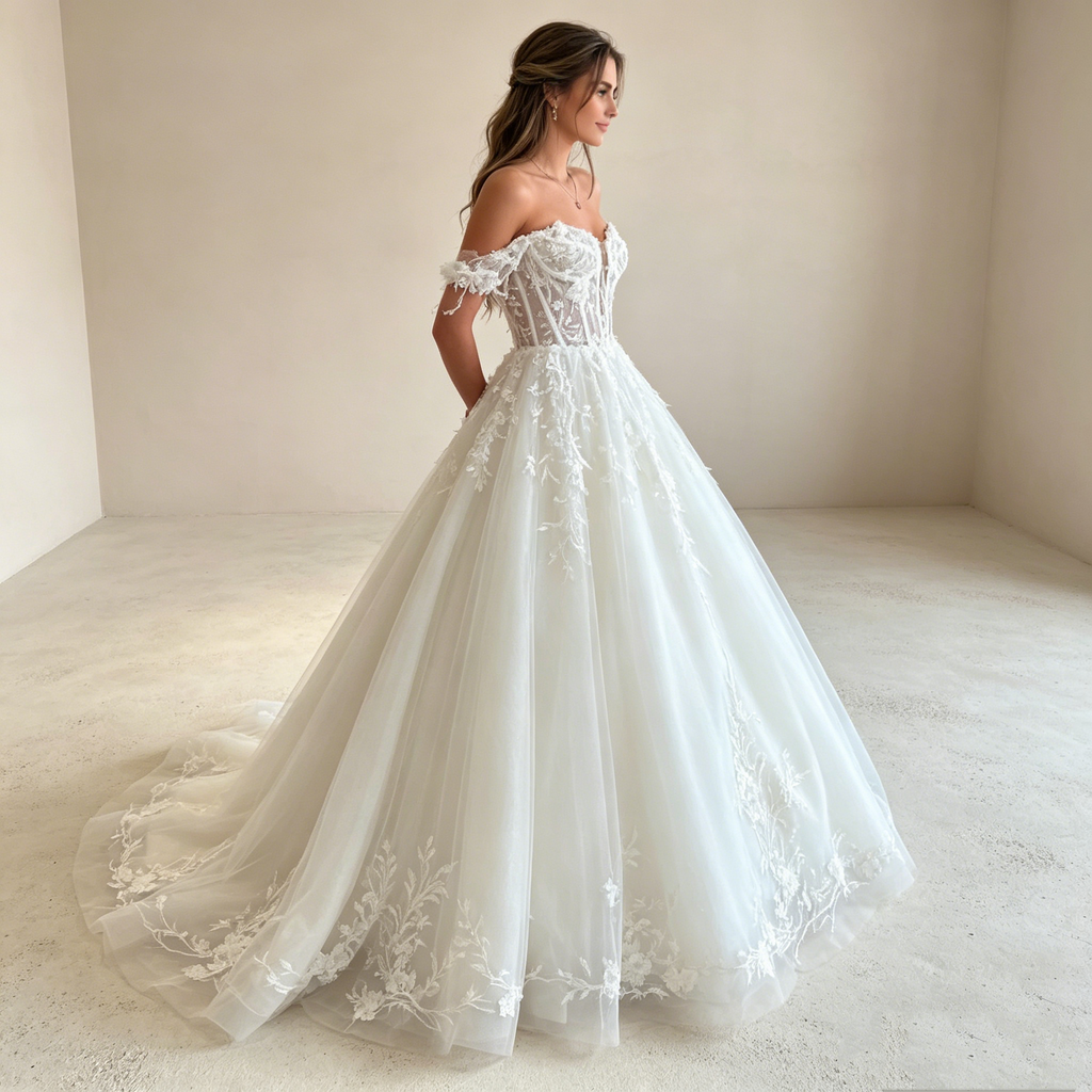 Elegante A Linie Brautmode mit filigraner Spitze für eine zeitlose Silhouette