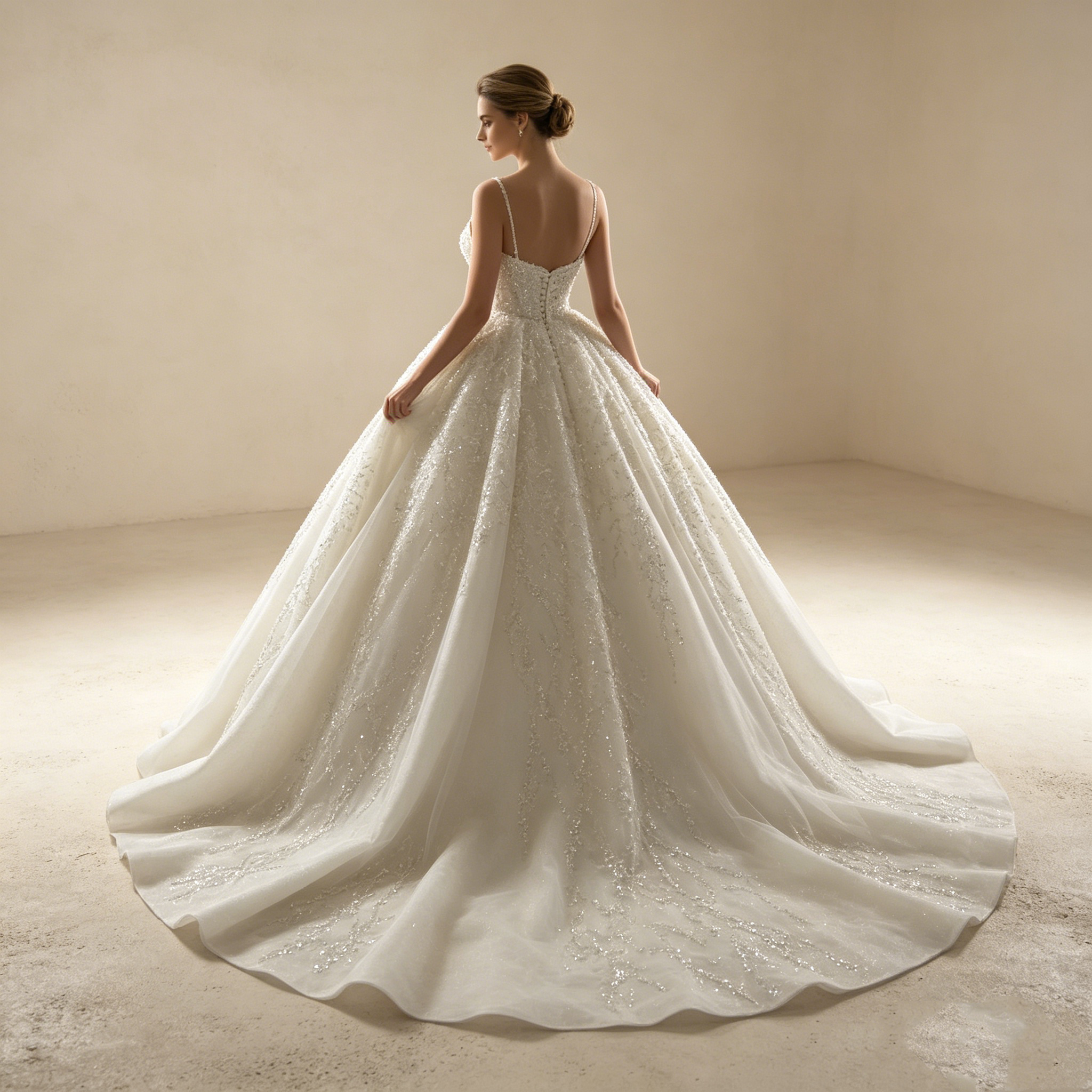 Extravagantes Statement in Weiß: Voluminöse Prinzessinnen-Robe mit avantgardistischem Ärmel-Design