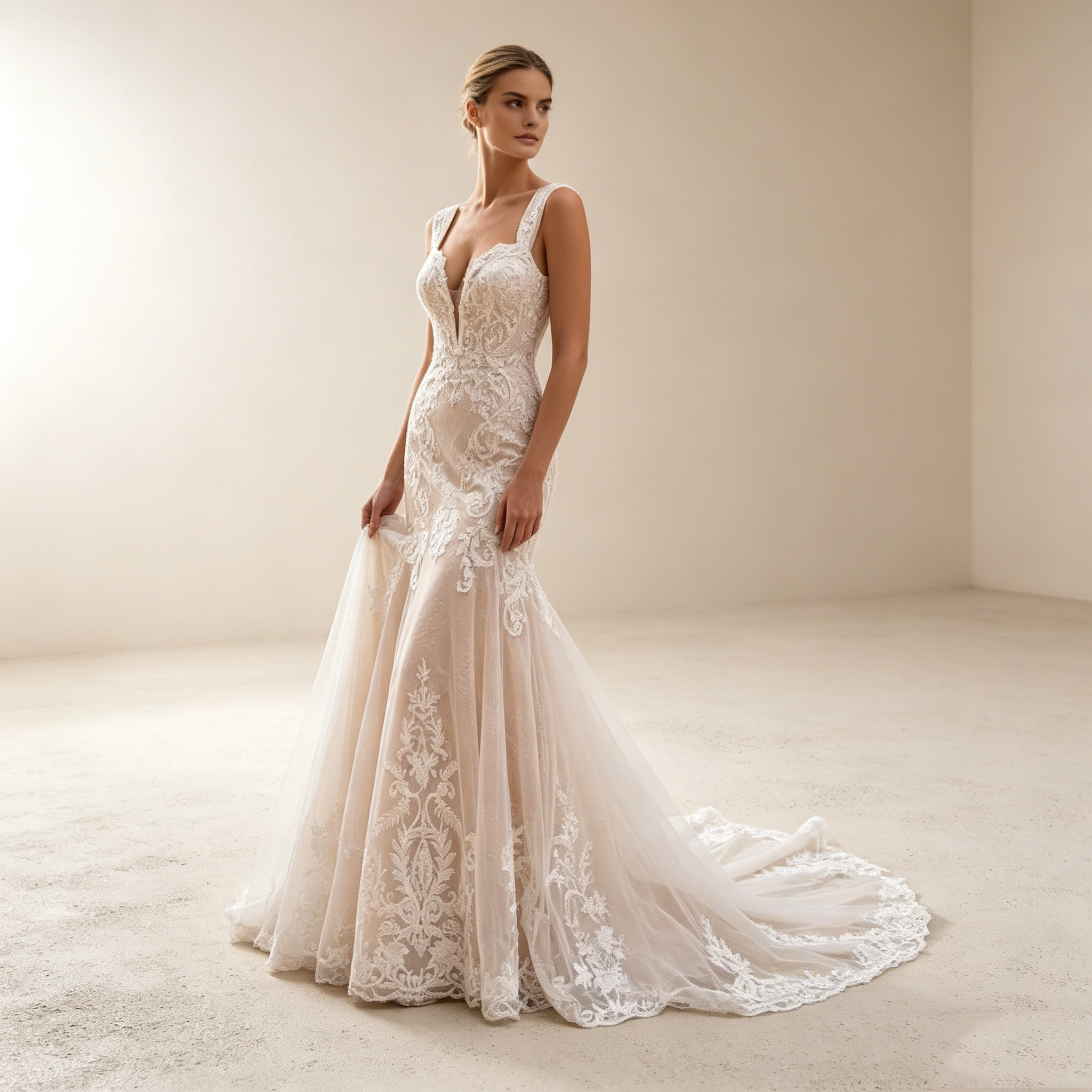 Elegantes Off-Shoulder Mermaid-Kleid mit luxuriöser Schleppe und Spitze