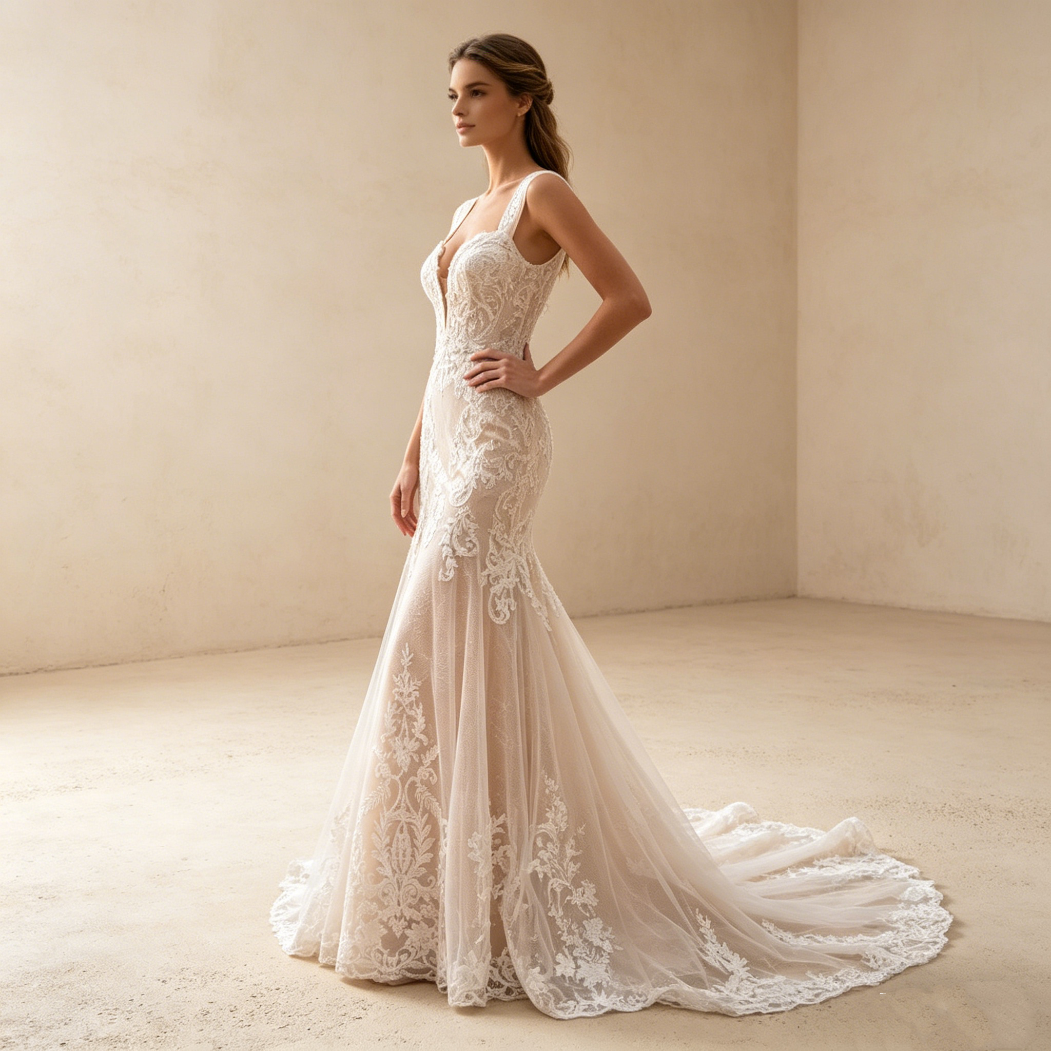 Elegantes Off-Shoulder Mermaid-Kleid mit luxuriöser Schleppe und Spitze