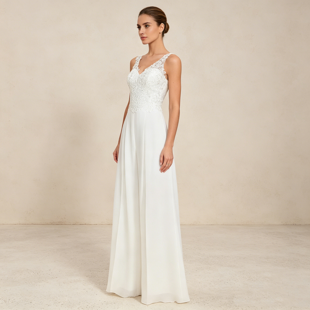 Elegantes Off-Shoulder Abendkleid mit Spitze und Neckholder-Trägern