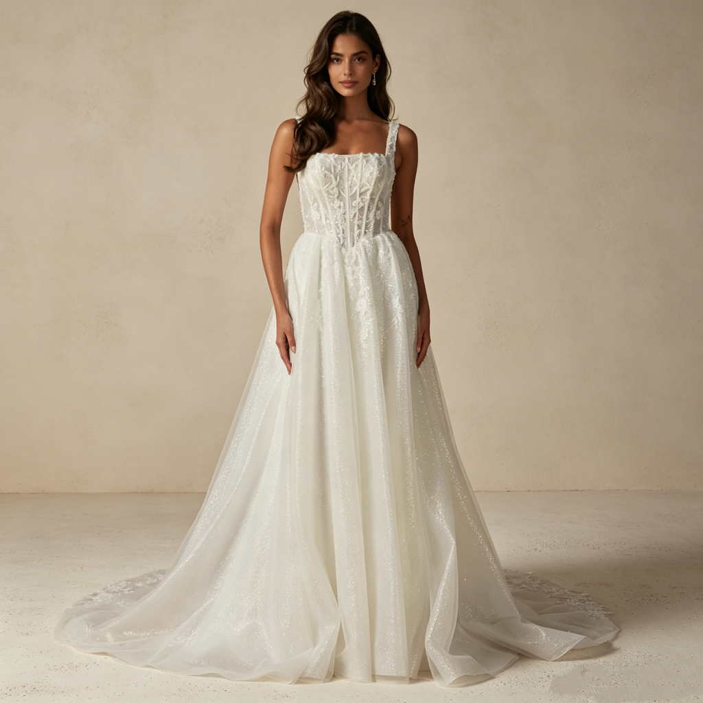 Elegantes A-Linien Maxikleid mit Pailletten – Exklusives Abendkleid mit Korsett-Oberteil und Glitzereffekt