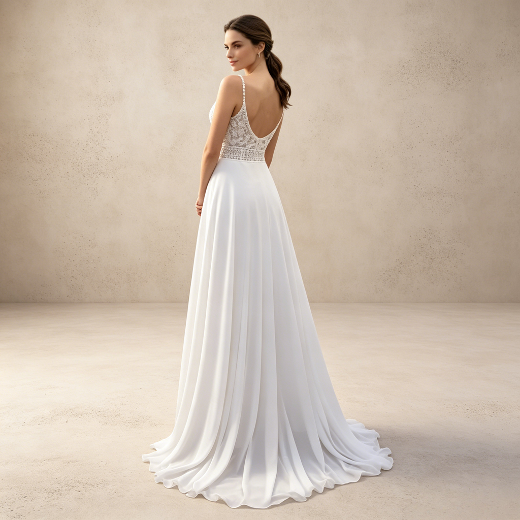 Elegantes Elfenbeinfarbenes A-Linie Abendkleid mit Spaghettiträgern und Aufwendiger Spitzenstickerei