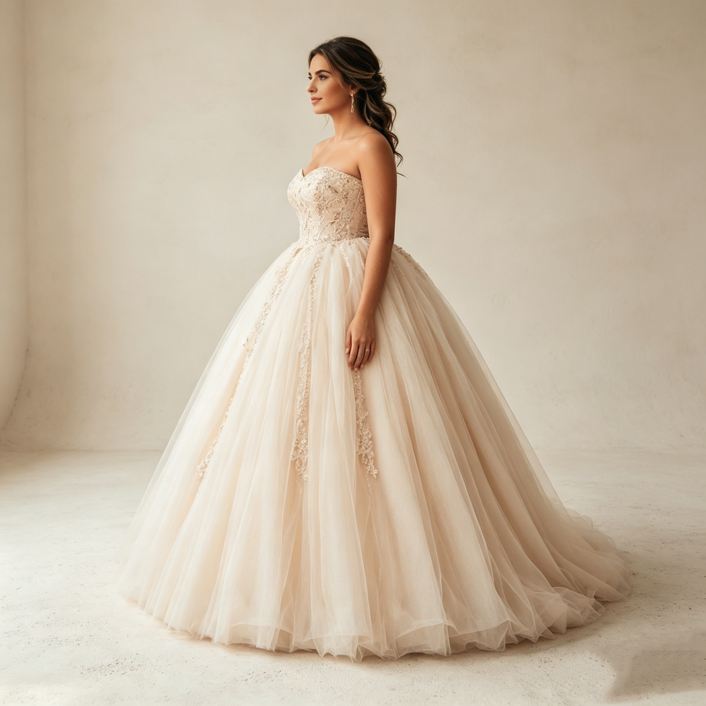 Traumhafte Prinzessinnen-Robe für die Schwangerschaft: Voluminöses Design in Reinweiß mit perfektem Komfort