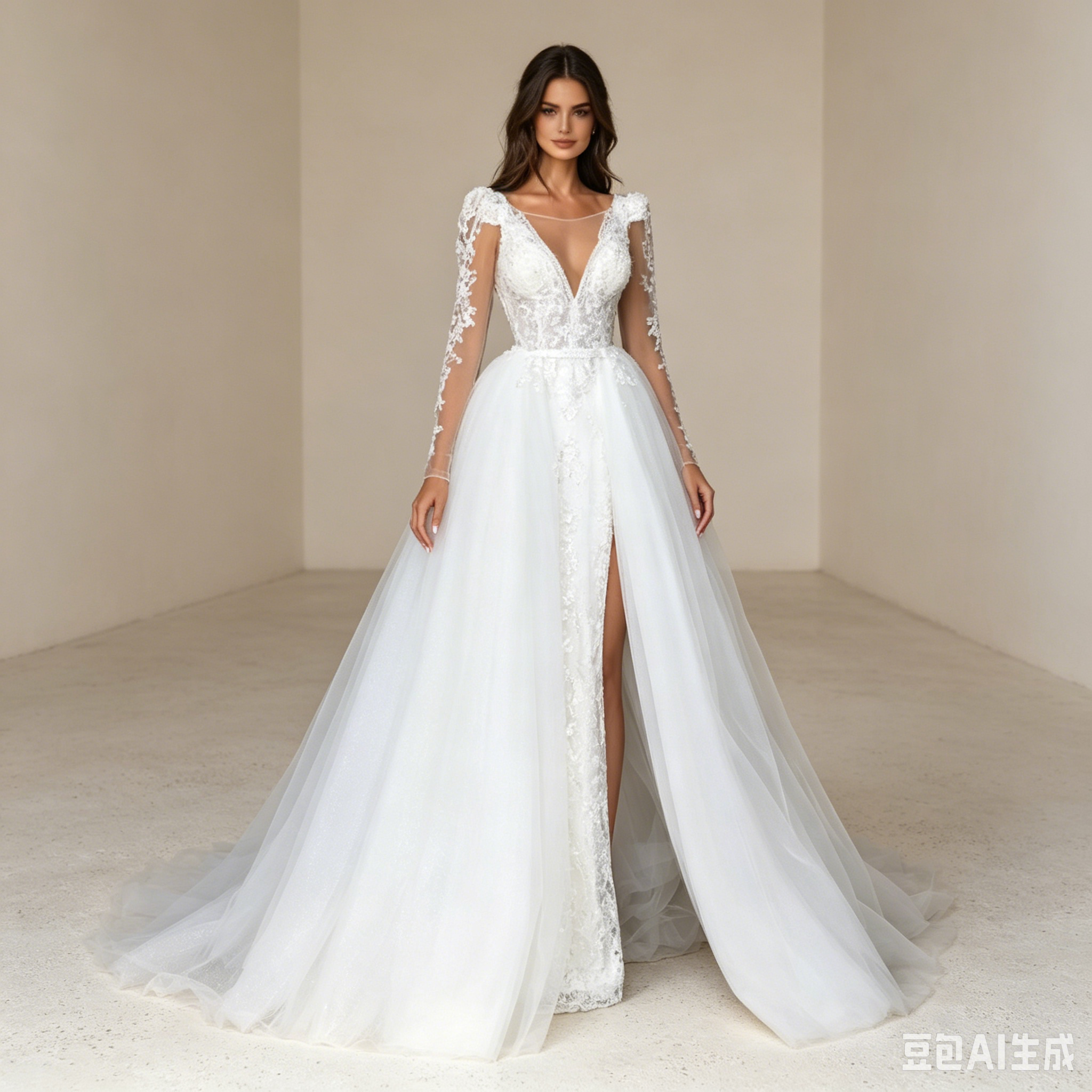 Moderne Chic-Robe in Weiß: Stilvolle A-Linie mit eleganten Ärmeln