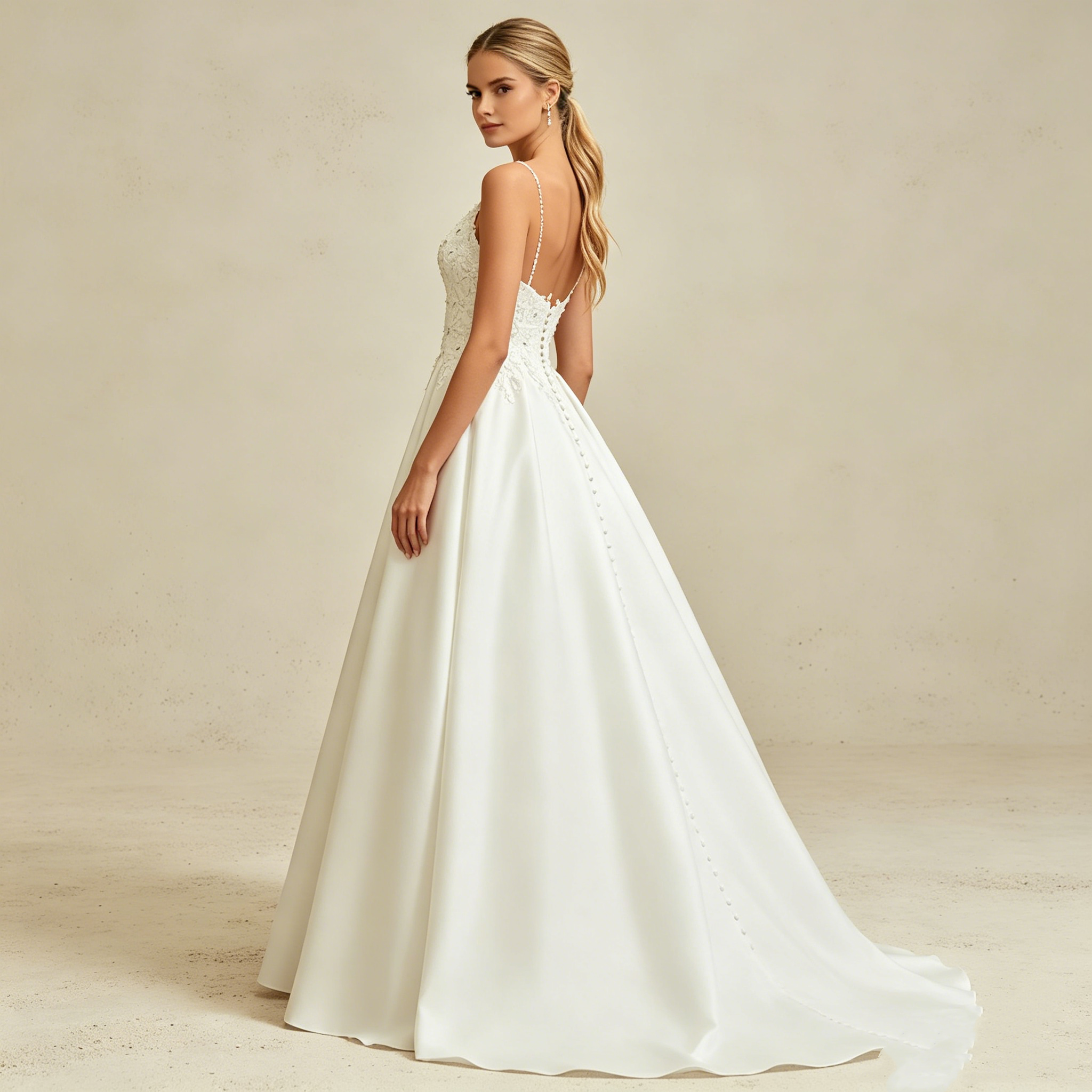 Elegantes Abendkleid mit Doppelträgern, V-Ausschnitt und Spitze