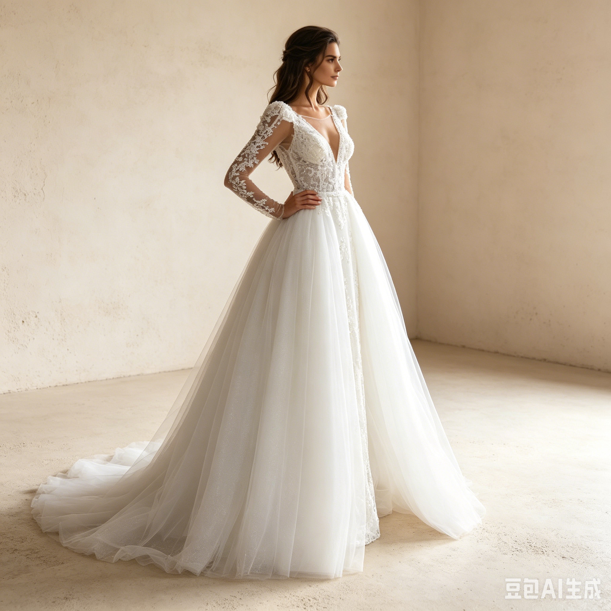Moderne Chic-Robe in Weiß: Stilvolle A-Linie mit eleganten Ärmeln