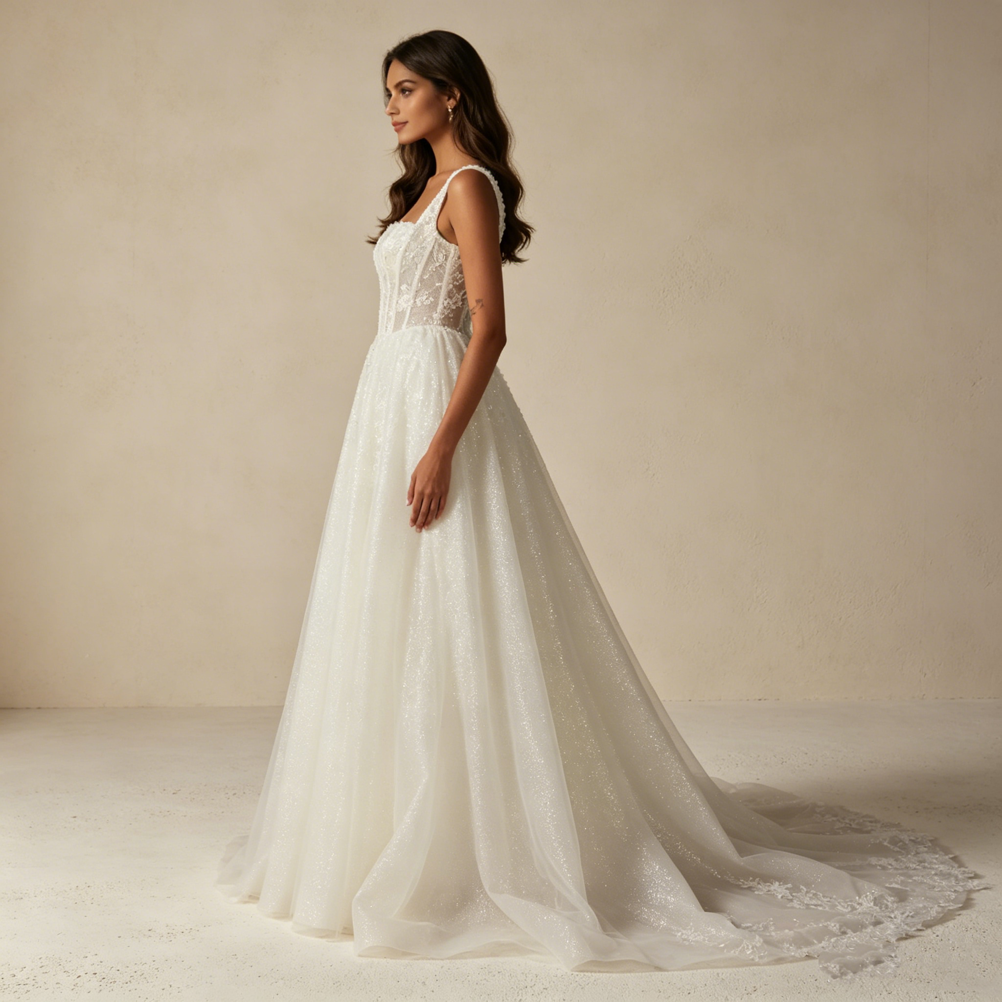 Elegantes A-Linien Maxikleid mit Pailletten – Exklusives Abendkleid mit Korsett-Oberteil und Glitzereffekt