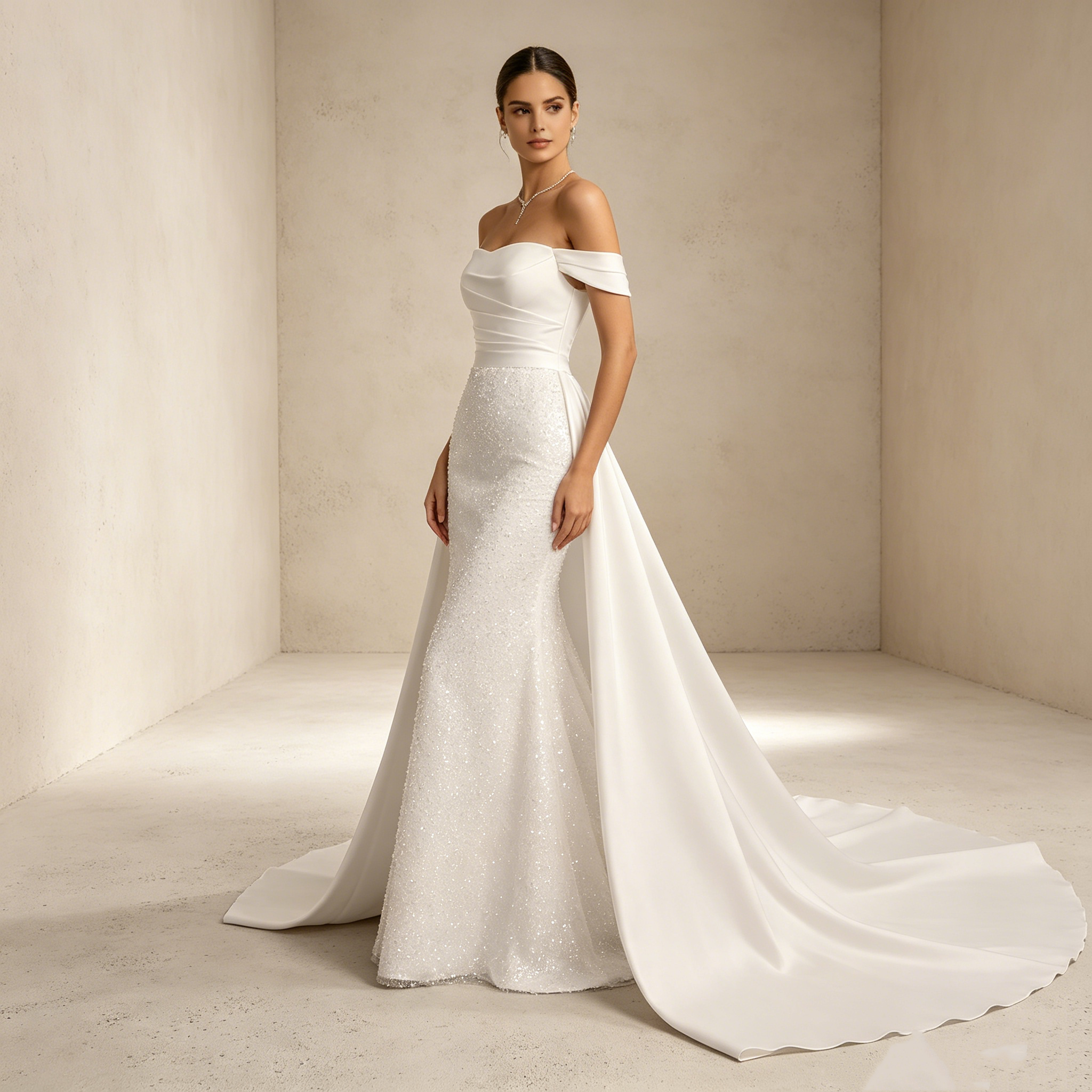 Elegantes Neckholder Abendkleid aus Satin mit Spitzen-Oberteil | Rückenfrei