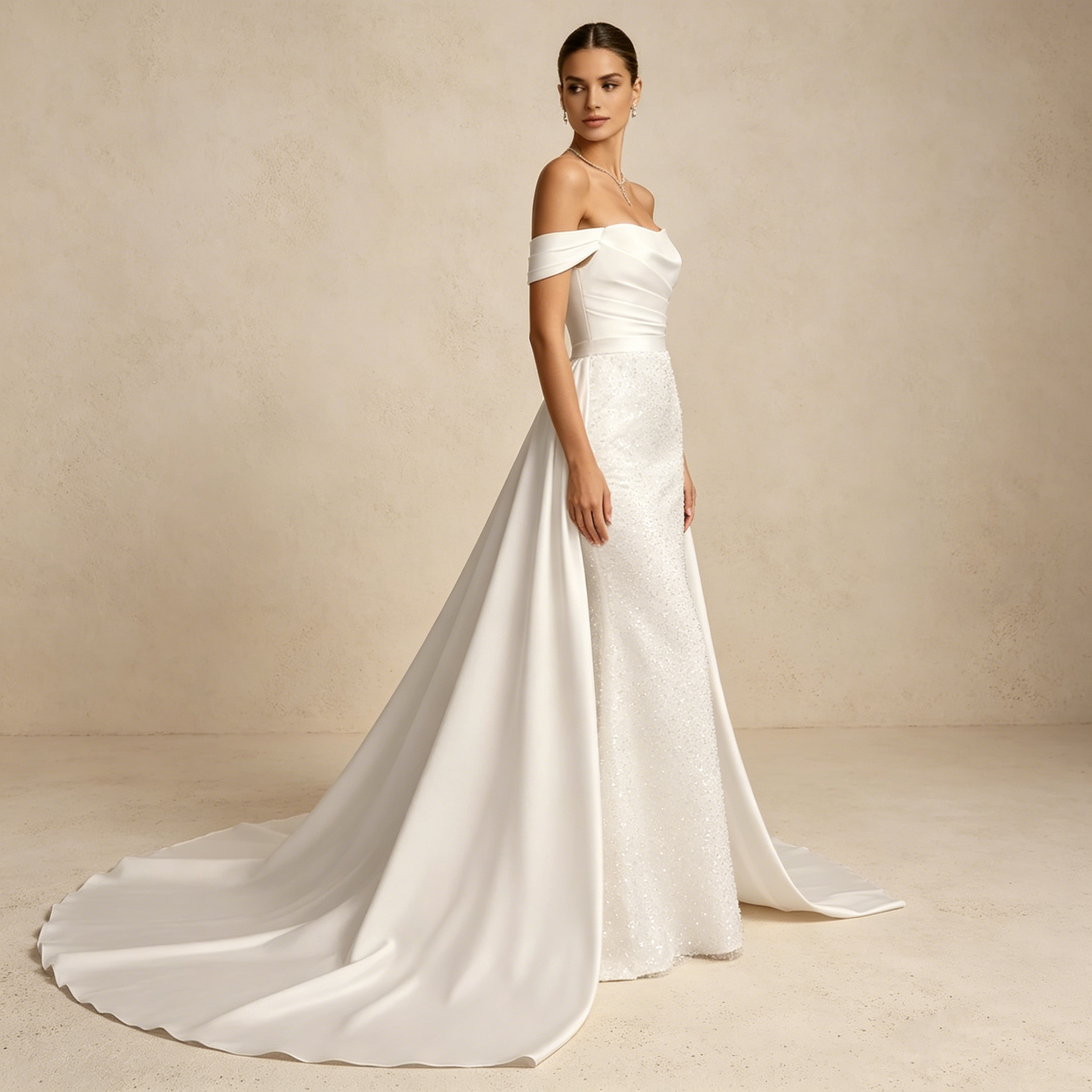 Elegantes Neckholder Abendkleid aus Satin mit Spitzen-Oberteil | Rückenfrei