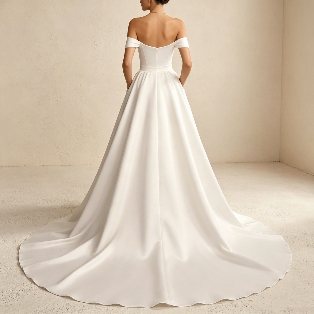 Elegantes Neckholder Abendkleid aus Satin mit Spitzen-Oberteil | Rückenfrei
