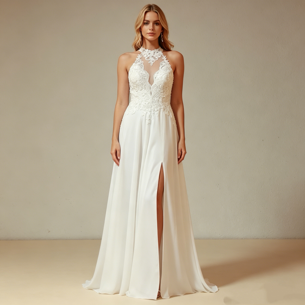 Elegantes Off-Shoulder Abendkleid aus Satin mit langen Spitzenärmeln