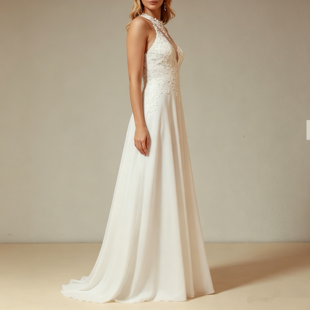 Elegantes Off-Shoulder Abendkleid aus Satin mit langen Spitzenärmeln