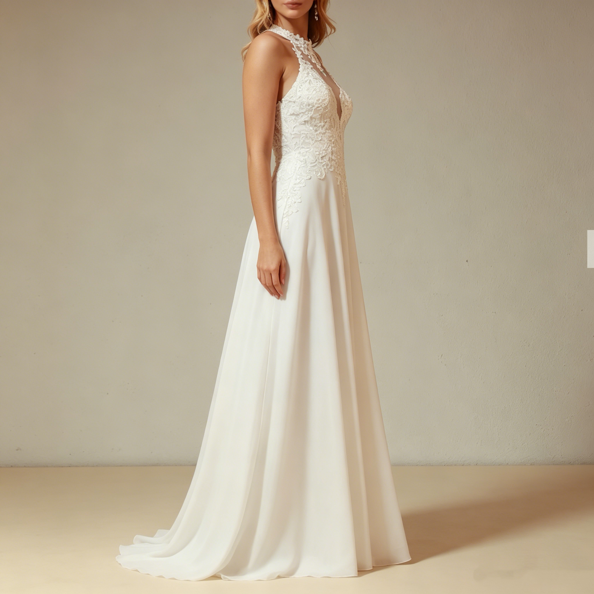 Elegantes Off-Shoulder Abendkleid aus Satin mit langen Spitzenärmeln