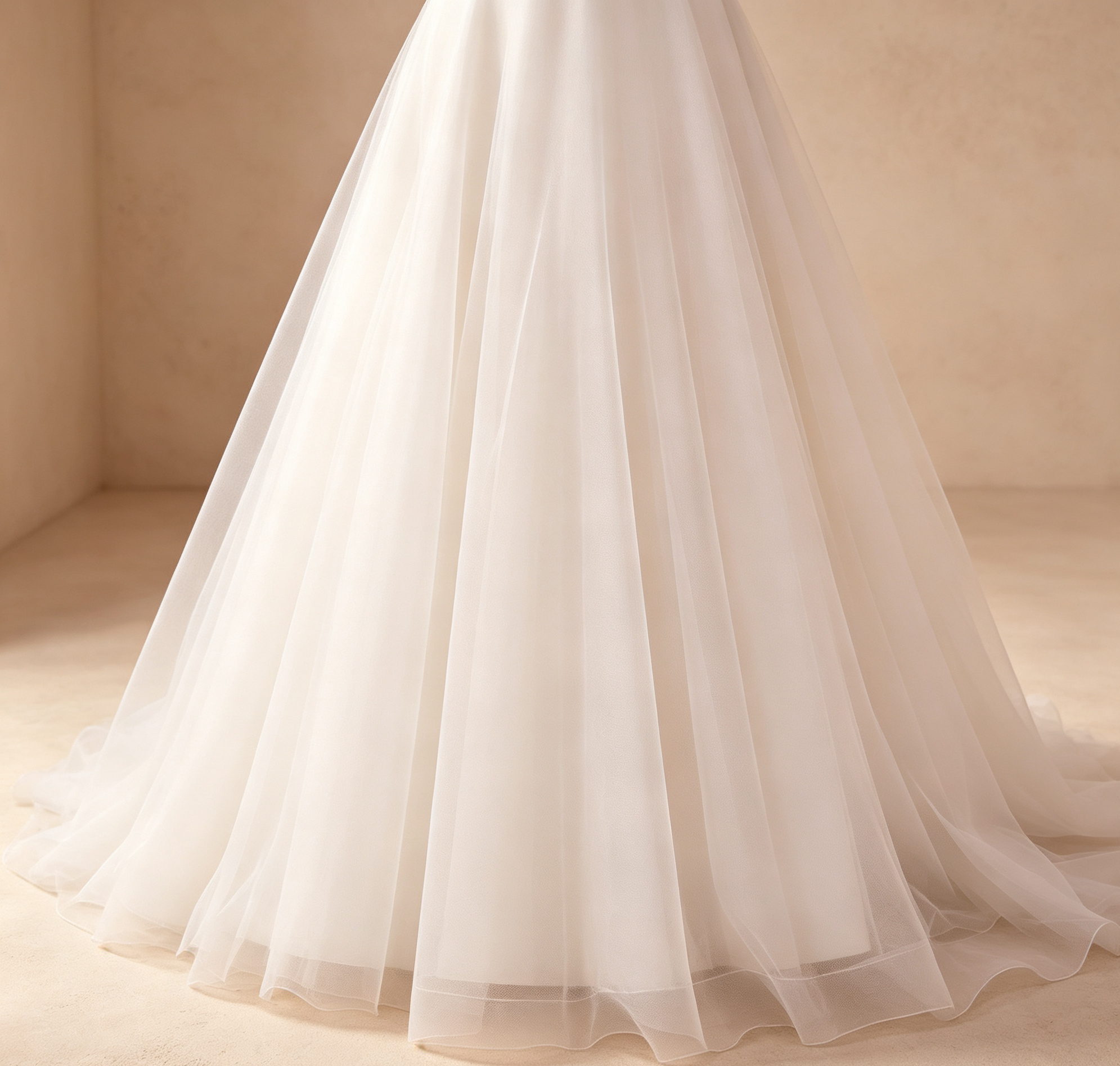 Weisses Neckholder Kleid mit ausladendem Tüllrock, figurbetontes Satin-Oberteil, langes Abendkleid für festliche Anlässe
