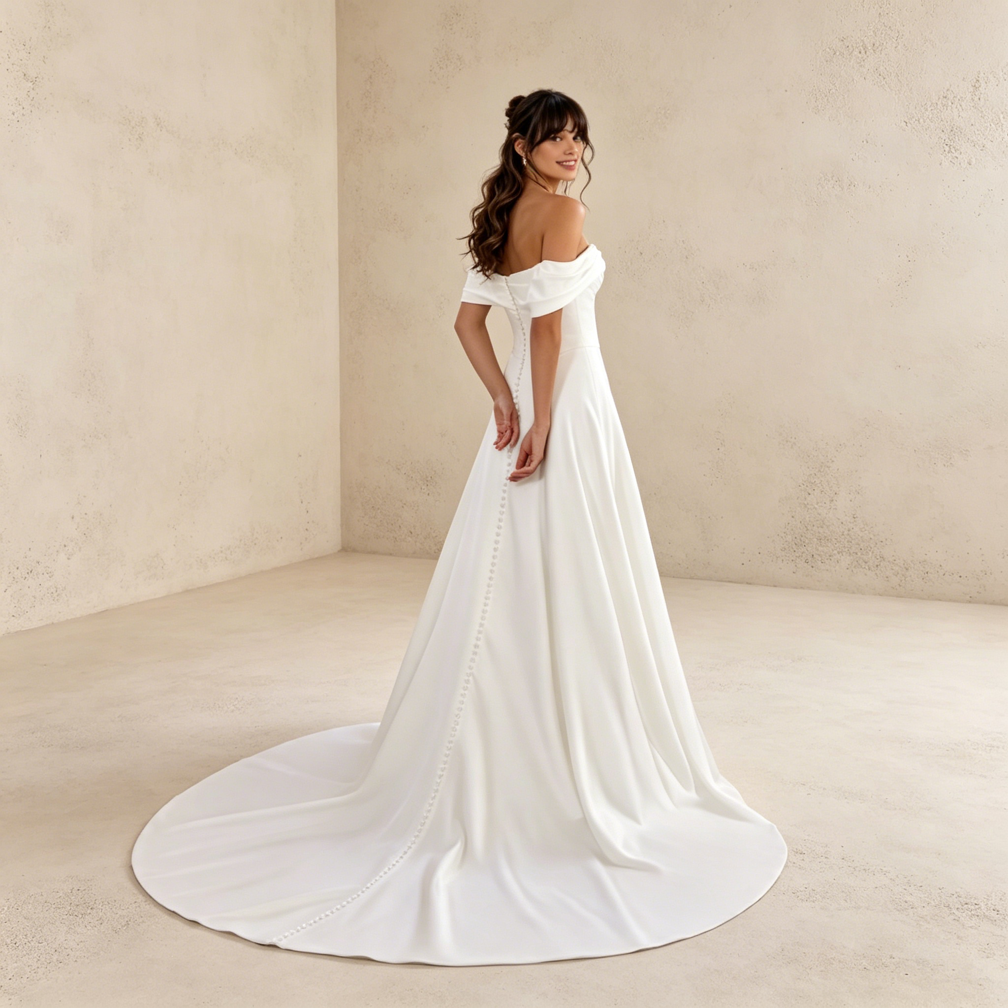 Off-Shoulder Abendkleid aus Satin | Elegantes Schulterfreies Maxikleid Weiß