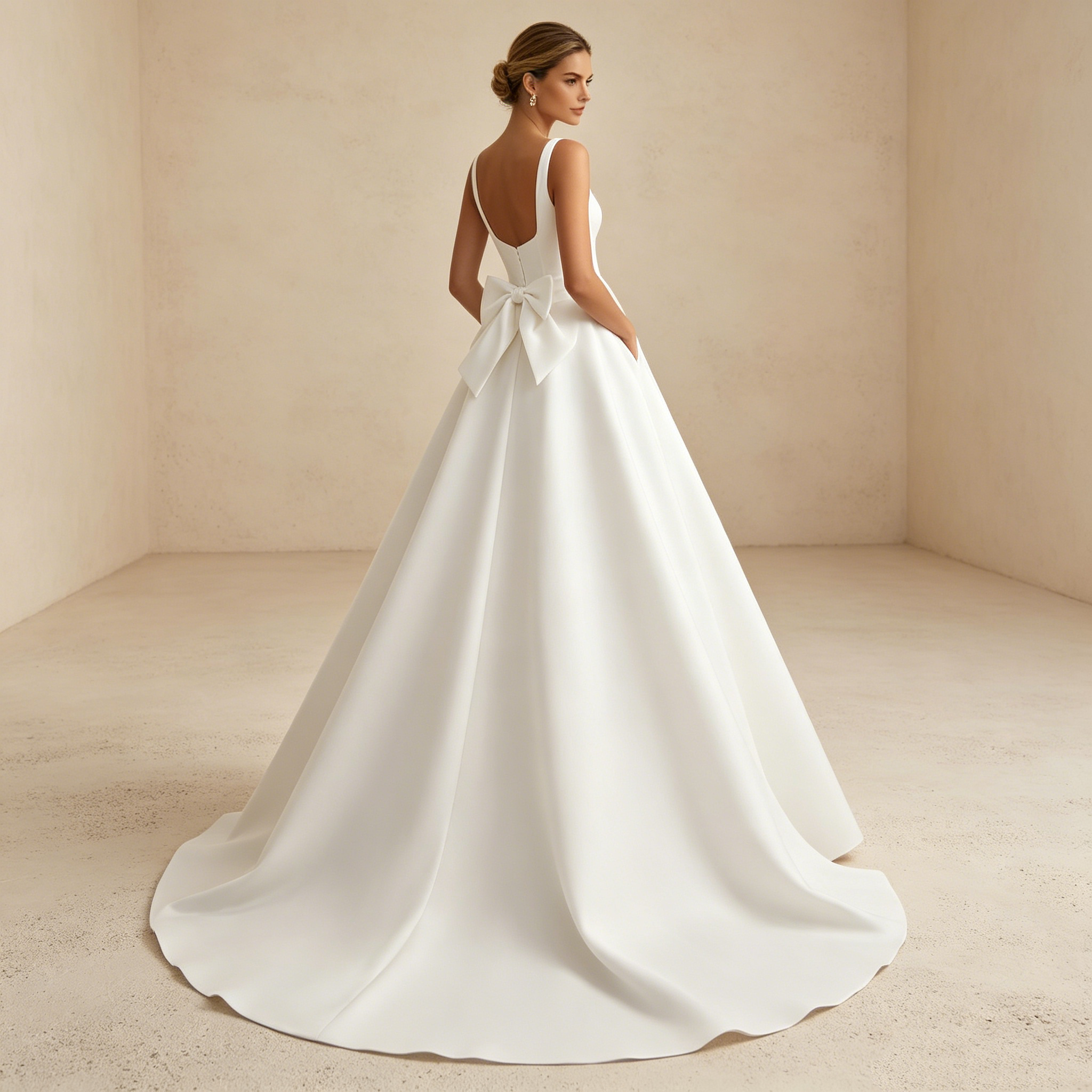Abendkleid in Weiß mit eckigem Ausschnitt und Korsett-Oberteil