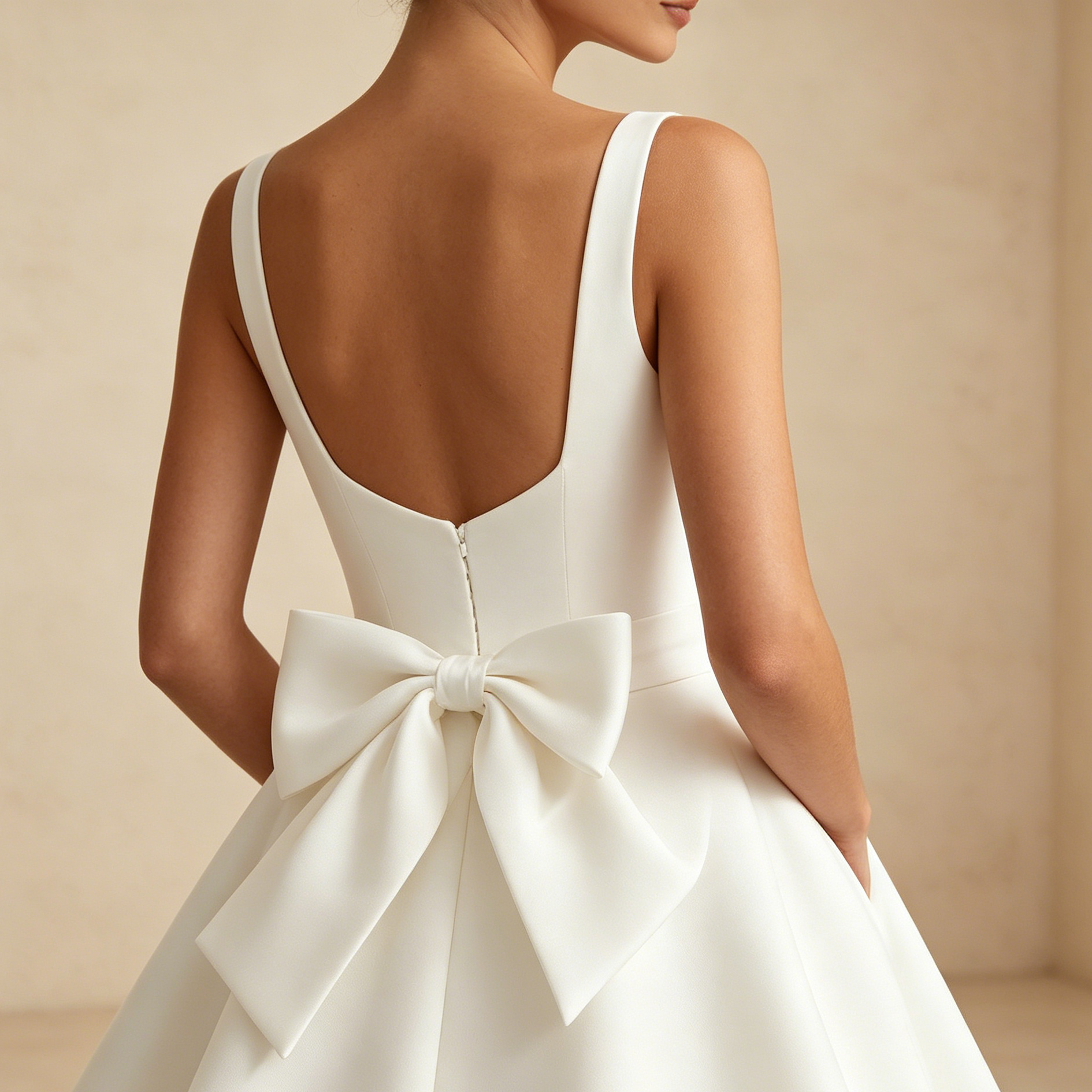 Abendkleid in Weiß mit eckigem Ausschnitt und Korsett-Oberteil