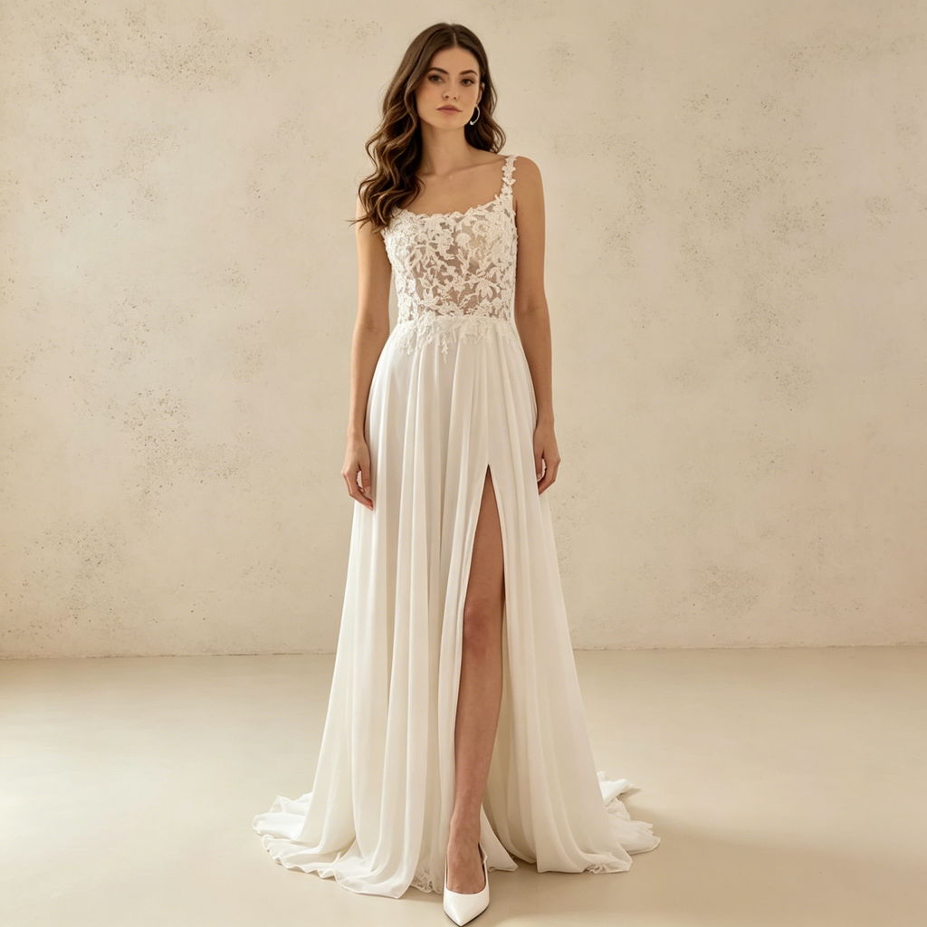 Spaghetti-Träger Abendkleid mit Spitze | Elegantes Korsett-Kleid aus Tüll