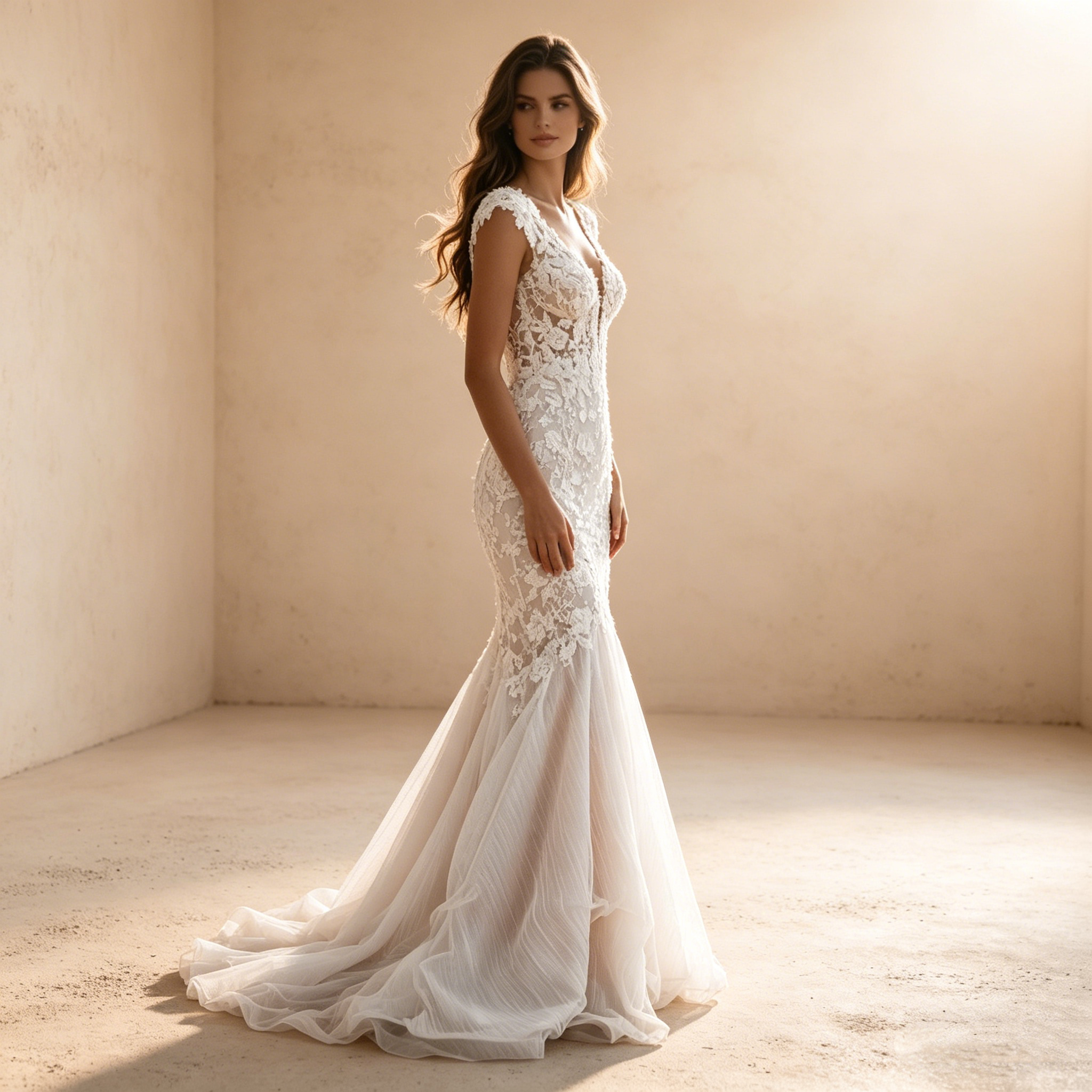 Exquisites Besticktes Maxikleid in Elfenbein – Ärmelloses Abendkleid mit Spitzenapplikationen und Tüllsaum