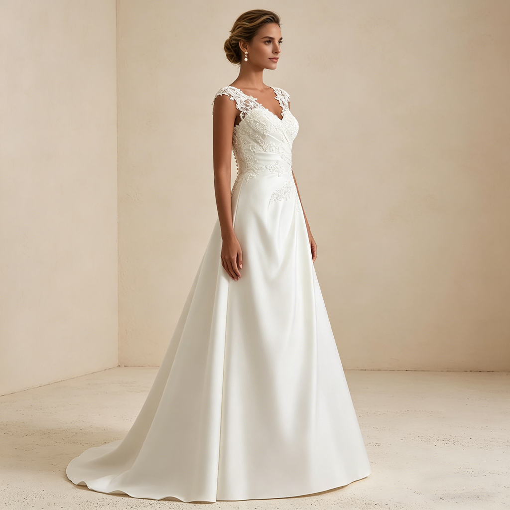 Exquisites Besticktes Maxikleid in Elfenbein – Ärmelloses Abendkleid mit V-Ausschnitt und Satin-Finish
