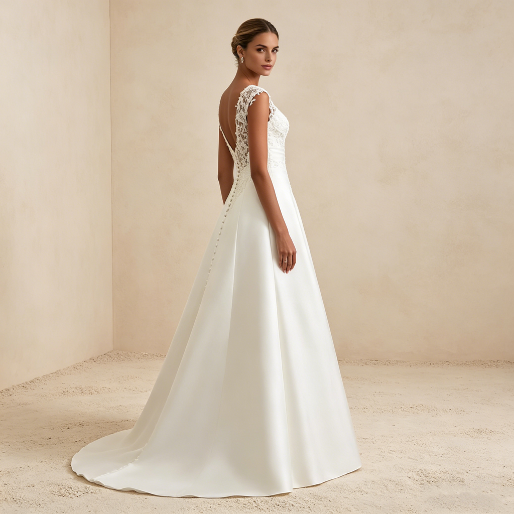 Exquisites Besticktes Maxikleid in Elfenbein – Ärmelloses Abendkleid mit V-Ausschnitt und Satin-Finish