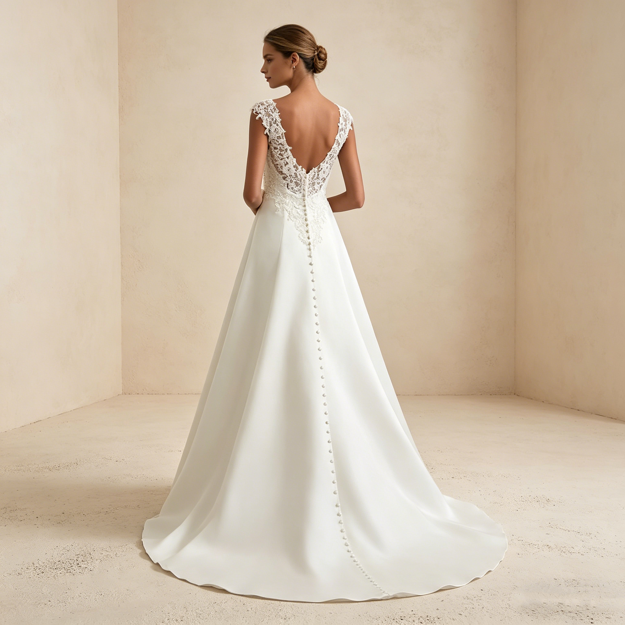 Exquisites Besticktes Maxikleid in Elfenbein – Ärmelloses Abendkleid mit V-Ausschnitt und Satin-Finish