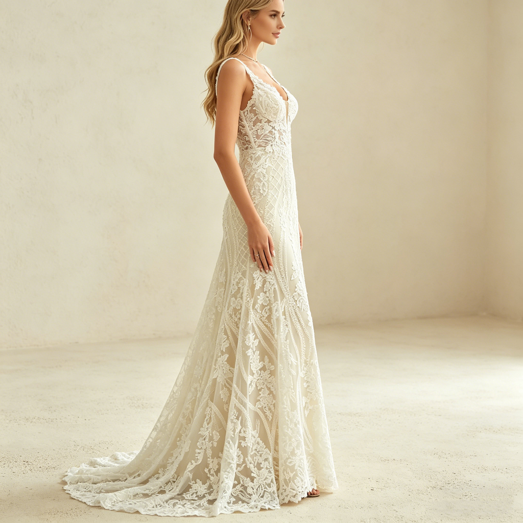 Minimalistisches Satin-Maxikleid mit schmalen Trägern und Rückenausschnitt – Elegante Abendrobe in Elfenbein