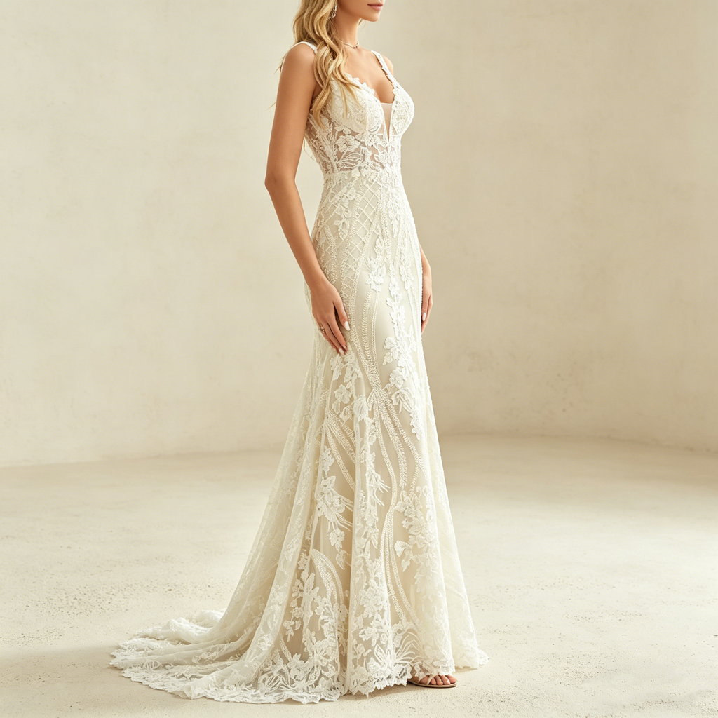 Minimalistisches Satin-Maxikleid mit schmalen Trägern und Rückenausschnitt – Elegante Abendrobe in Elfenbein