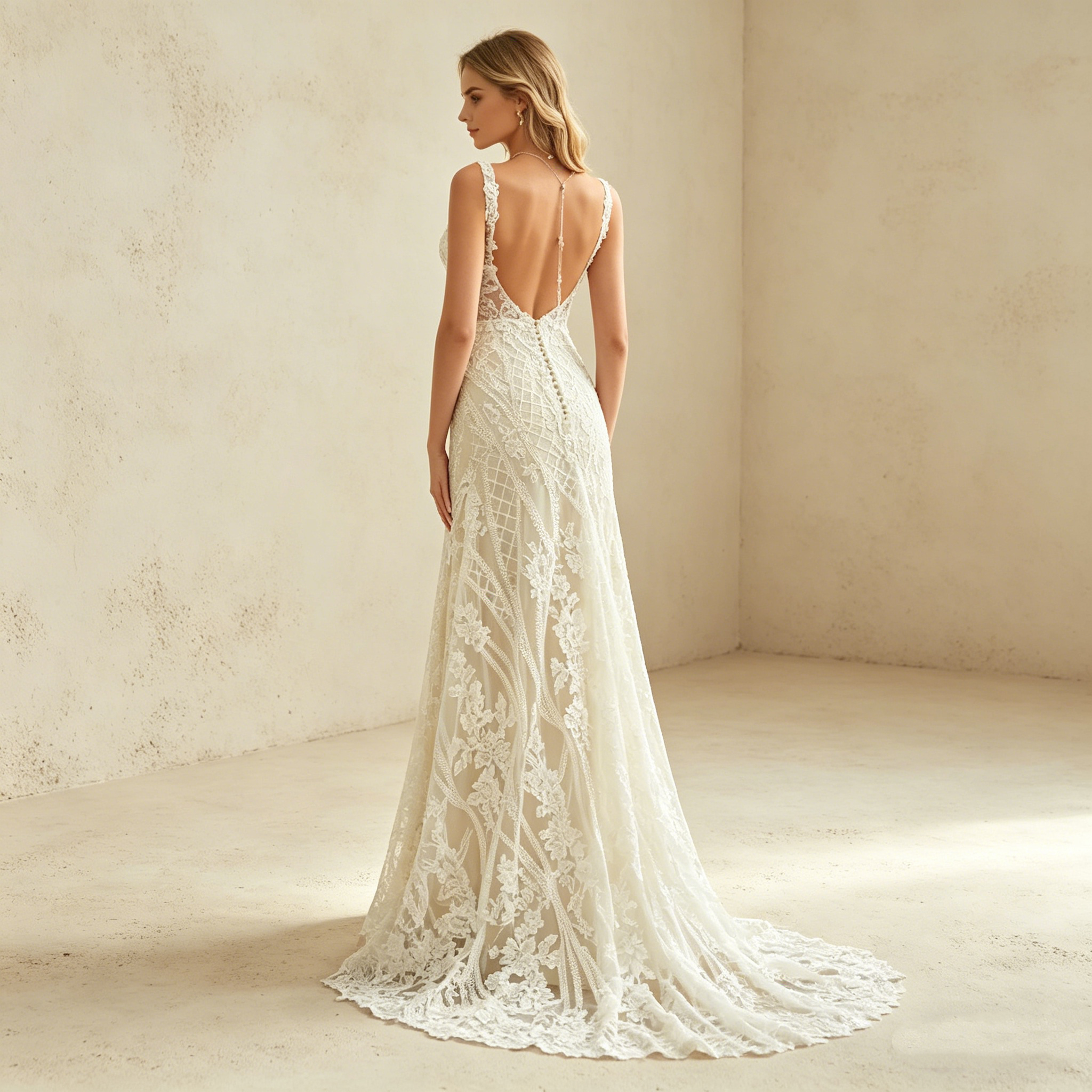 Minimalistisches Satin-Maxikleid mit schmalen Trägern und Rückenausschnitt – Elegante Abendrobe in Elfenbein