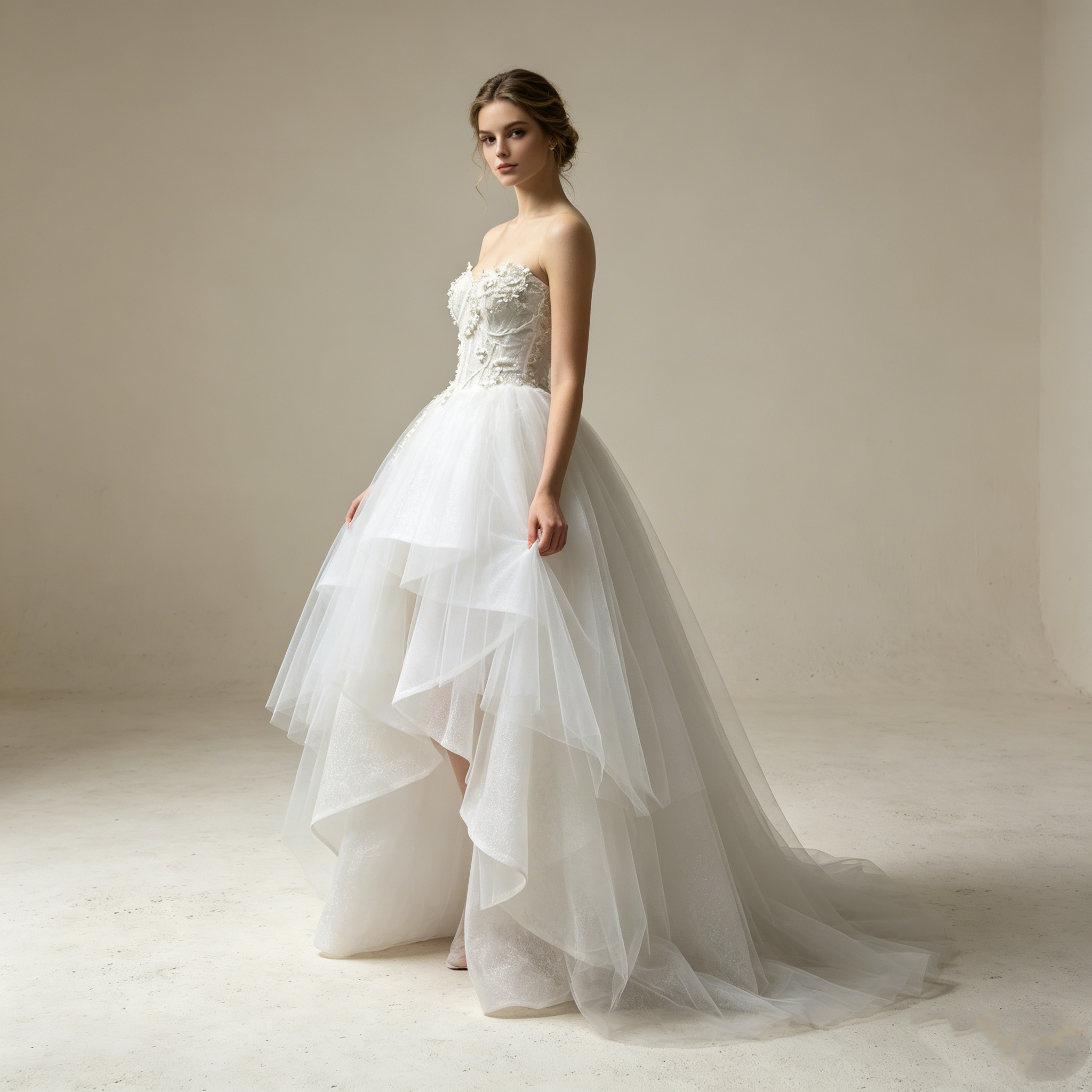 Weißes Mini-Cocktailkleid: Verspielte Glocken-Silhouette mit edler Beading-Bestickung und Keyhole-Rücken