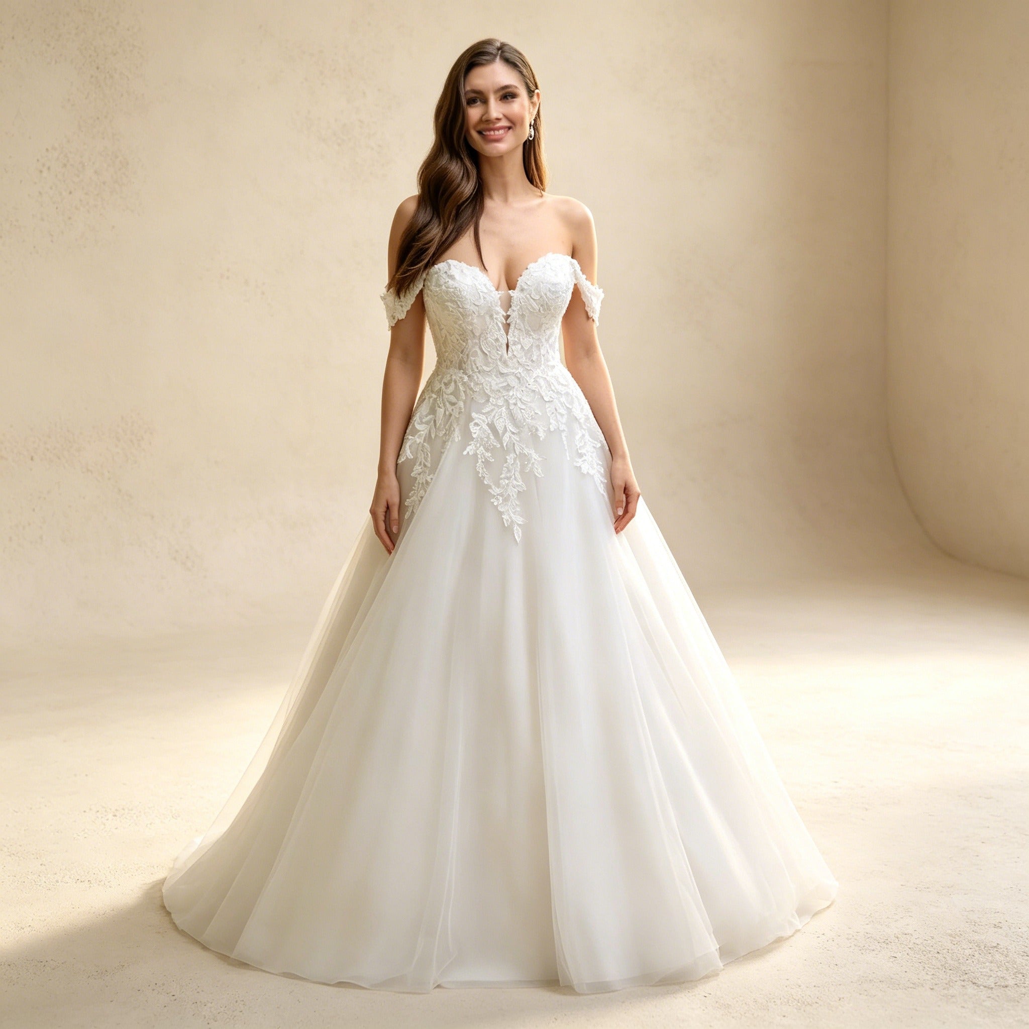 Elegantes Satin Abendkleid Weiß | A-Linien Maxikleid mit Taschen
