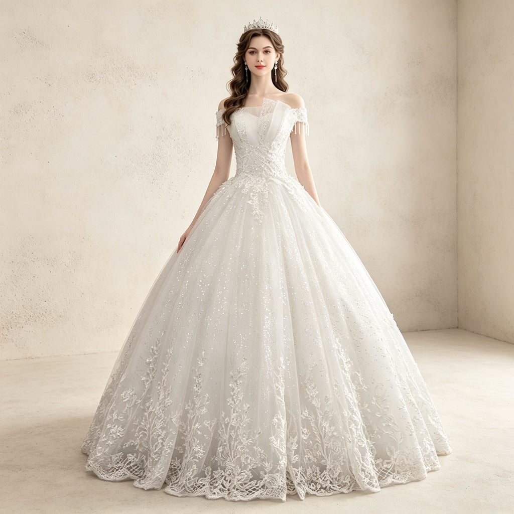 Romantisches Spitzen Maxikleid Weiß | Mehrlagiges Rüschenkleid