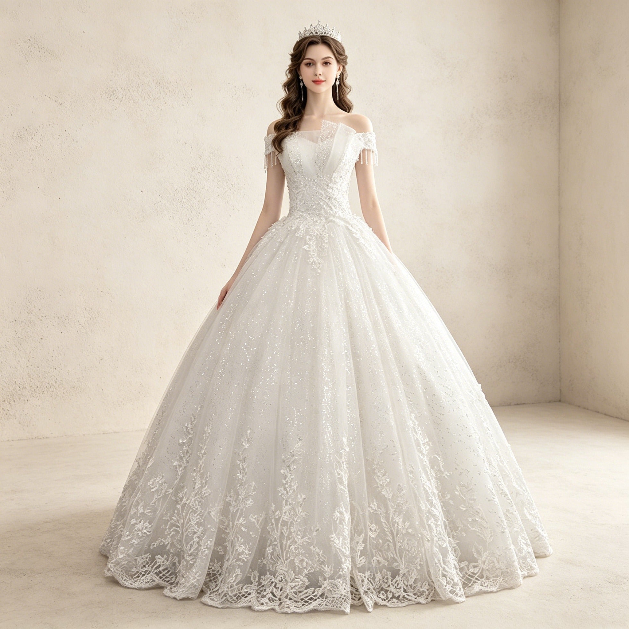 Romantisches Spitzen Maxikleid Weiß | Mehrlagiges Rüschenkleid
