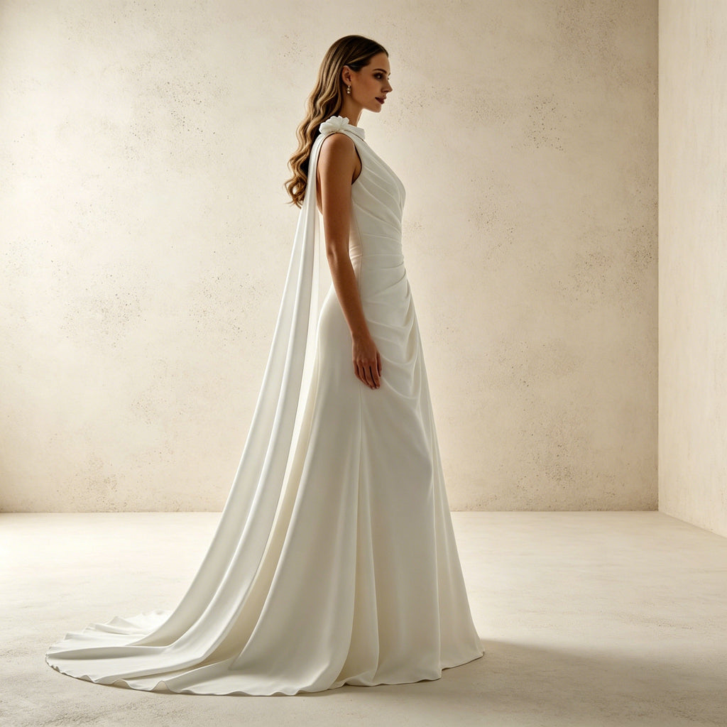 Asymmetrisches Abendkleid im Griechischen Stil | Elegantes One-Shoulder Kleid Weiß