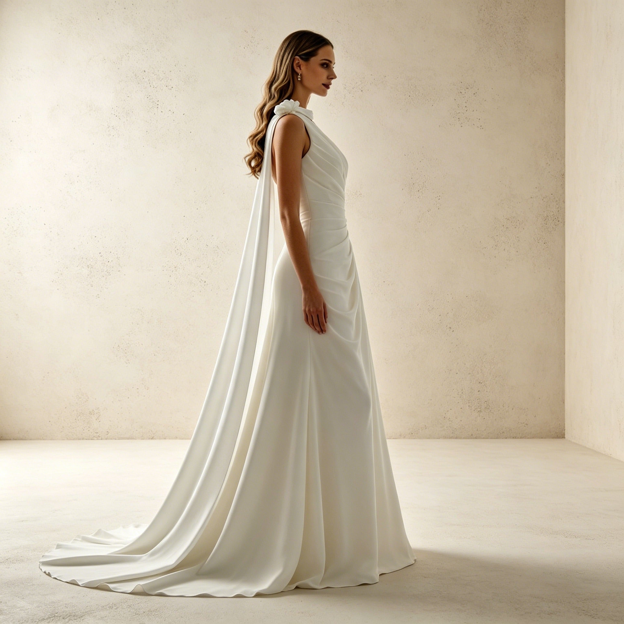 Asymmetrisches Abendkleid im Griechischen Stil | Elegantes One-Shoulder Kleid Weiß