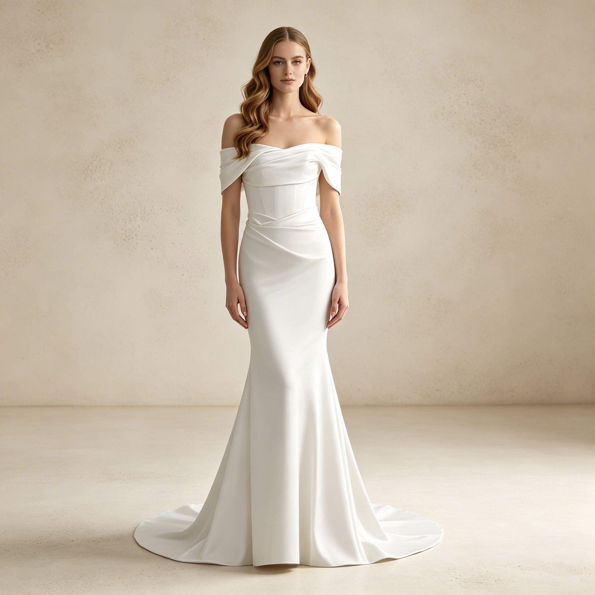 Off-Shoulder Satin Abendkleid – Elegantes Maxikleid im Meerjungfrau-Stil