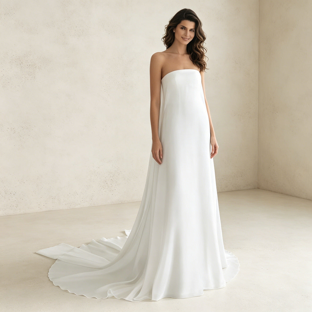 Elegantes Halterneck Abendkleid – Weißes Maxikleid mit Fließendem Cape