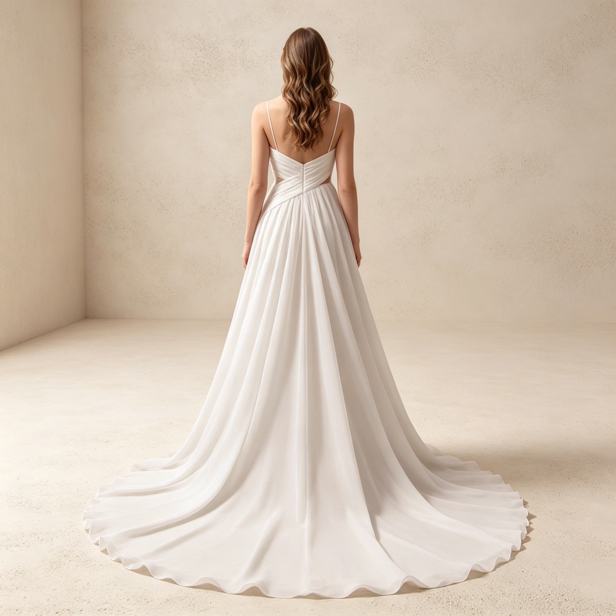 Elegantes Maxikleid aus Chiffon mit Cut-Outs – Luftiges Spaghettiträger-Abendkleid für den Sommer