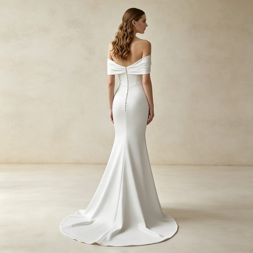 Off-Shoulder Satin Abendkleid – Elegantes Maxikleid im Meerjungfrau-Stil