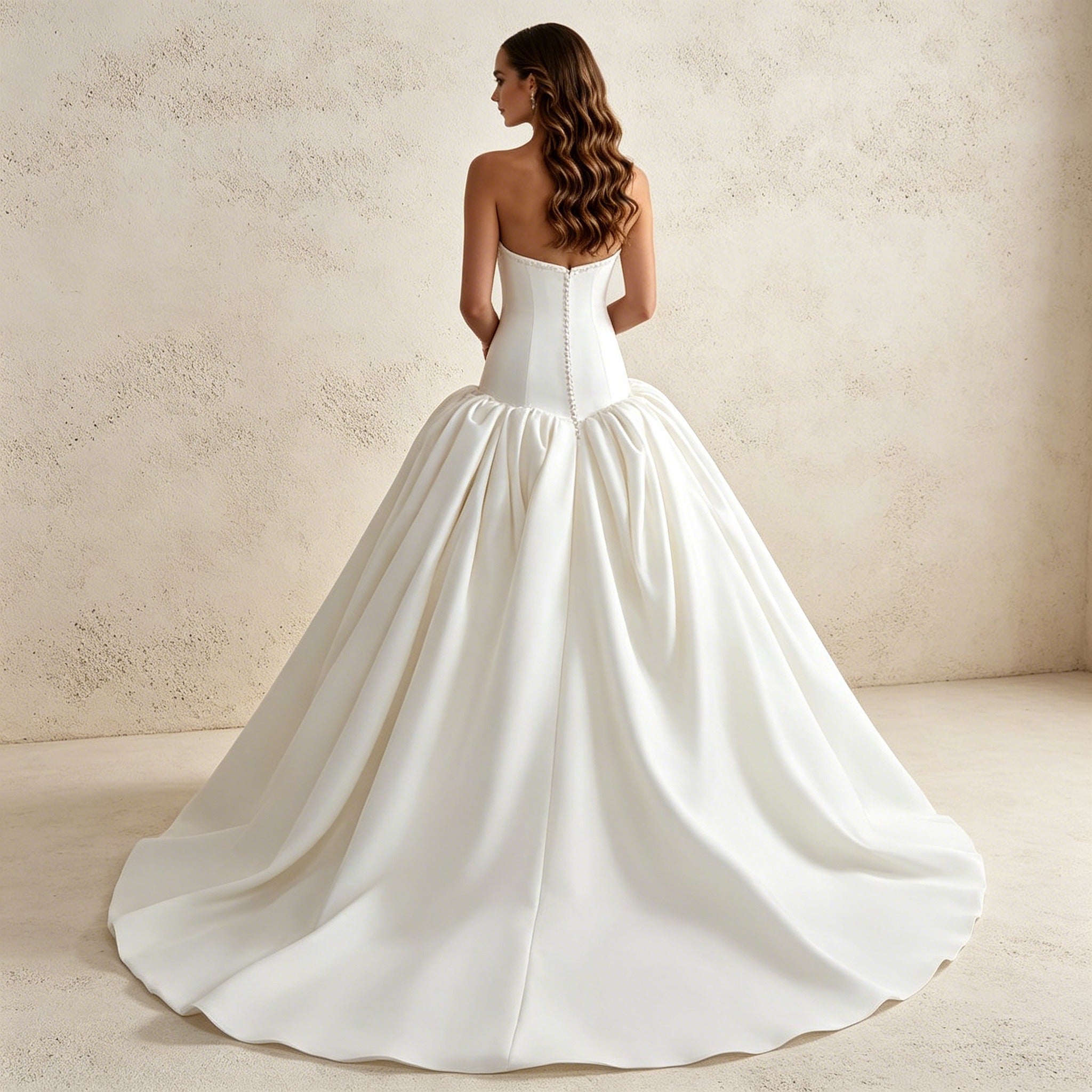 Trägerloses Satin-Abendkleid mit Perlenstickerei – Bodenlanges Ballkleid für Gala