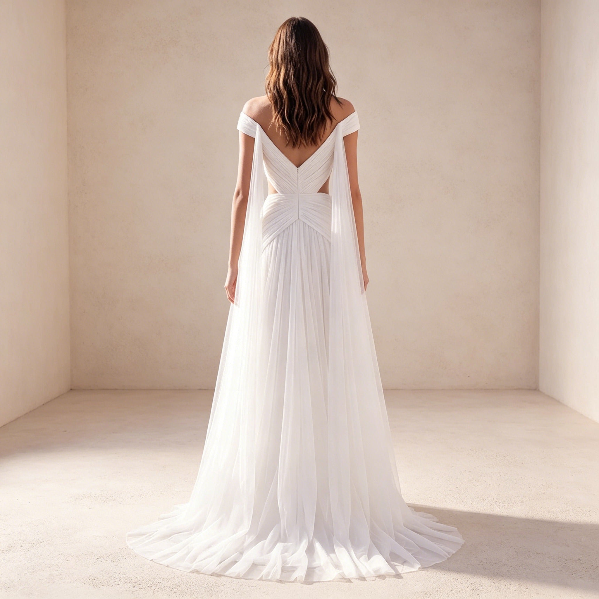 Romantisches Abiballkleid Weiß | Elegantes Maxikleid in Überkreuz-Optik