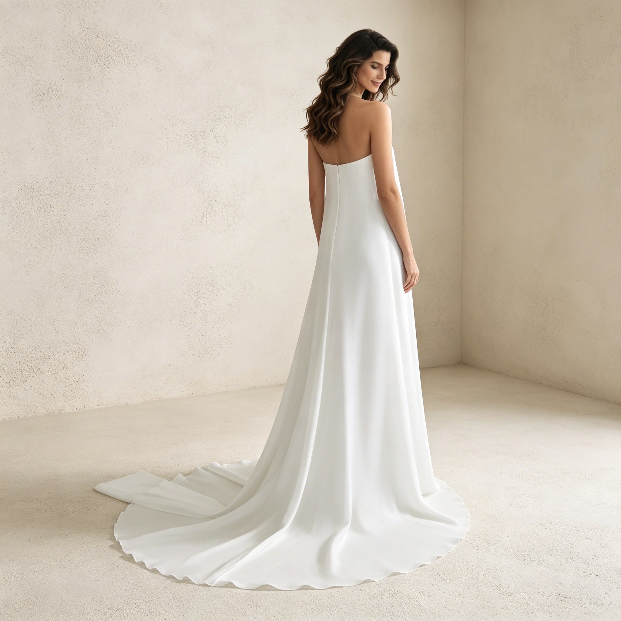 Elegantes Halterneck Abendkleid – Weißes Maxikleid mit Fließendem Cape
