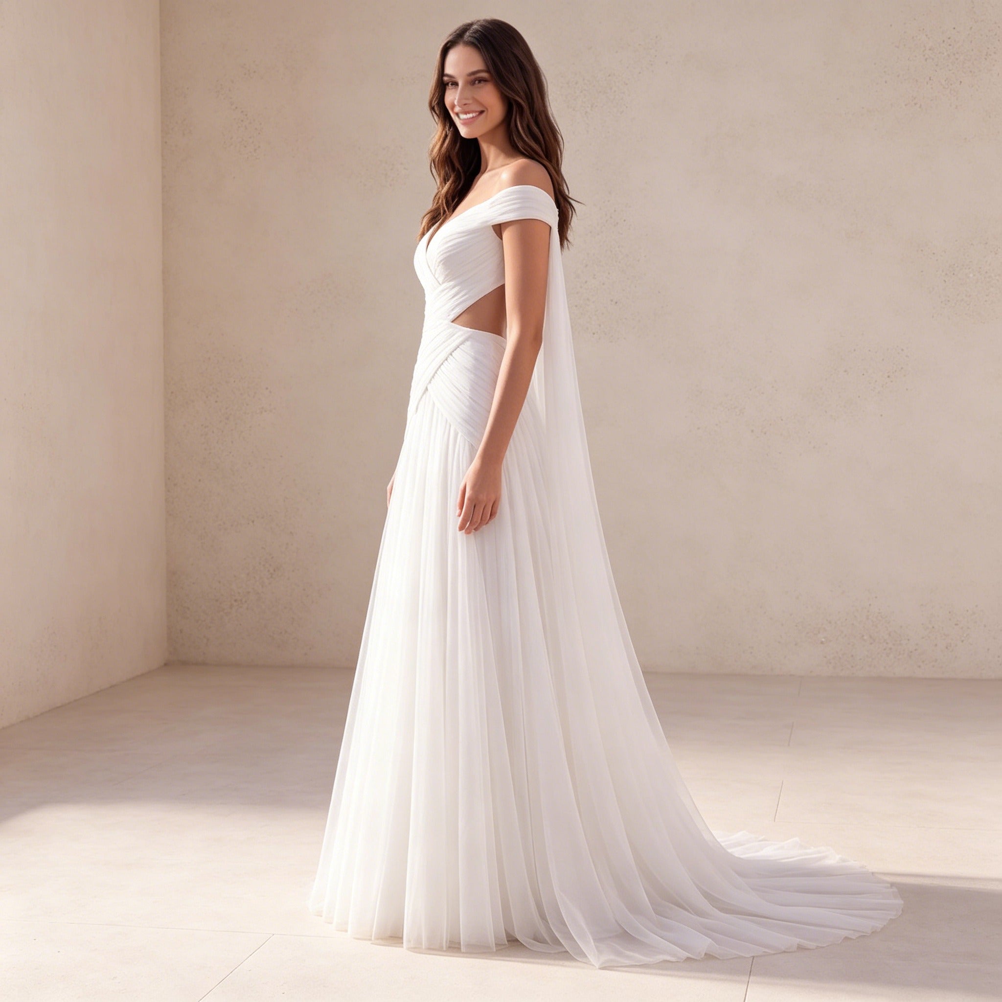 Romantisches Abiballkleid Weiß | Elegantes Maxikleid in Überkreuz-Optik