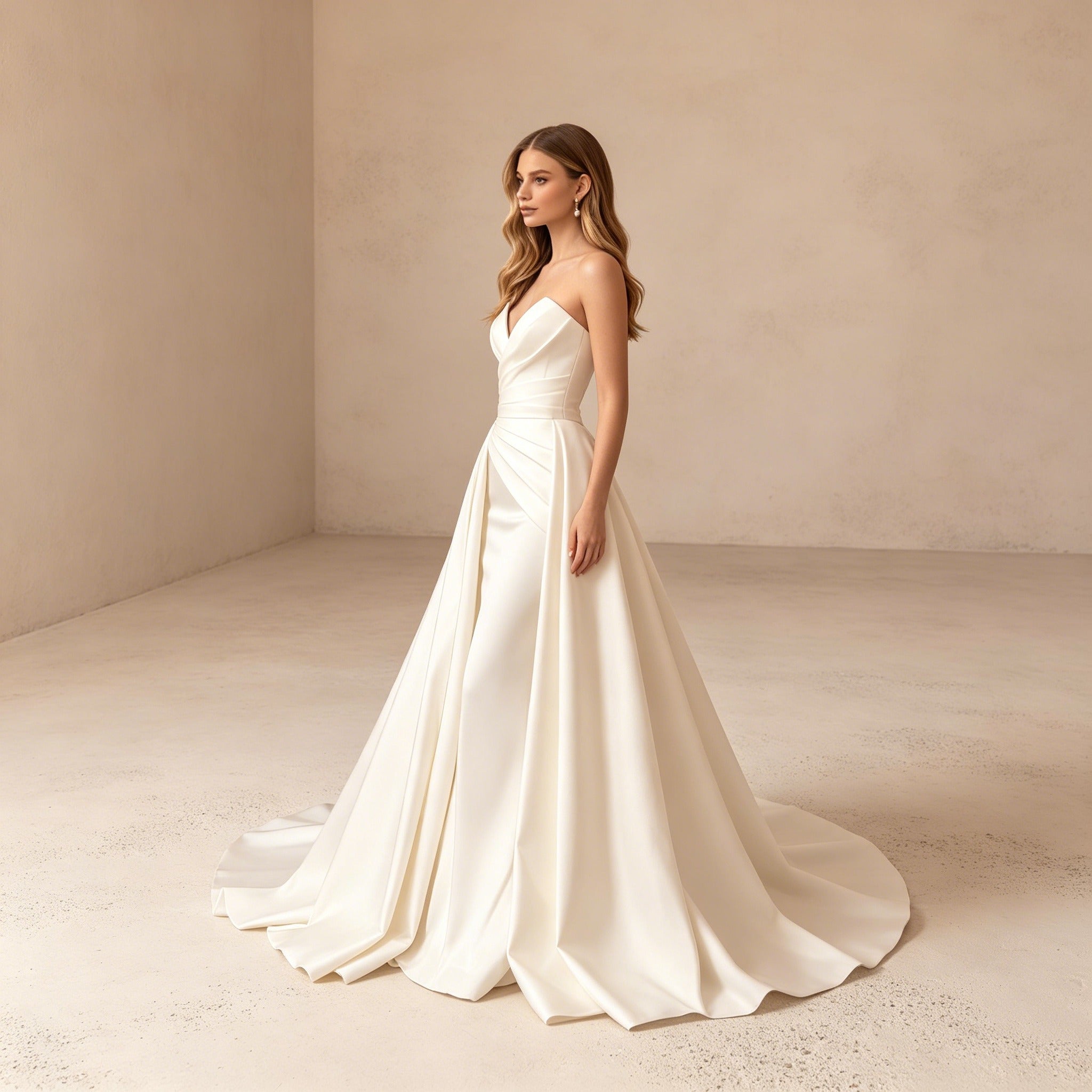 Elegantes Trägerloses Abendkleid im Meerjungfrau-Stil mit Satin-Schleppe